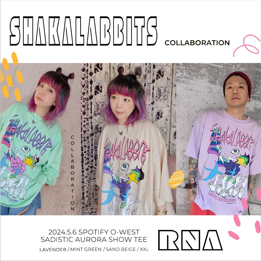 【5/13販売スタート!】SHAKARABBITS × RNA コラボ Tシャツ