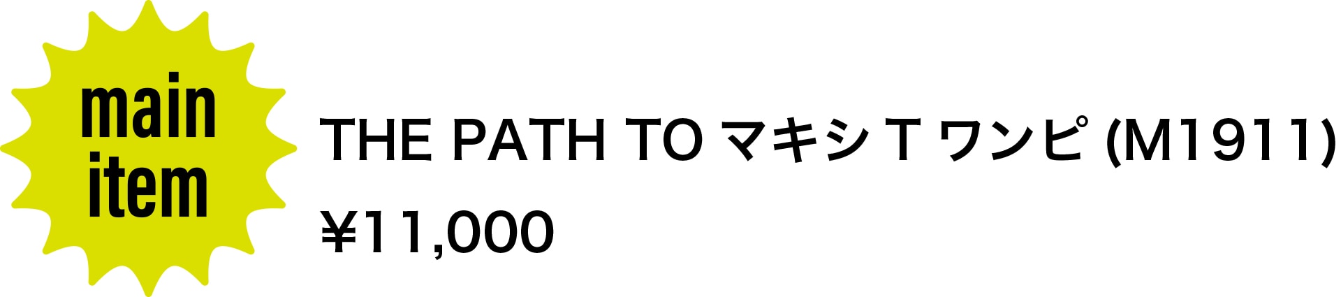 メインアイテム／THE PATH TO マキシTワンピ（M1911）11,000円