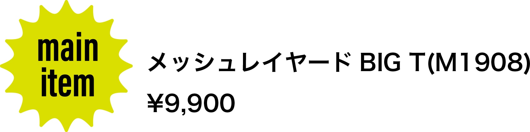 メインアイテム／メッシュレイヤード BIG T（M1908）9,900円