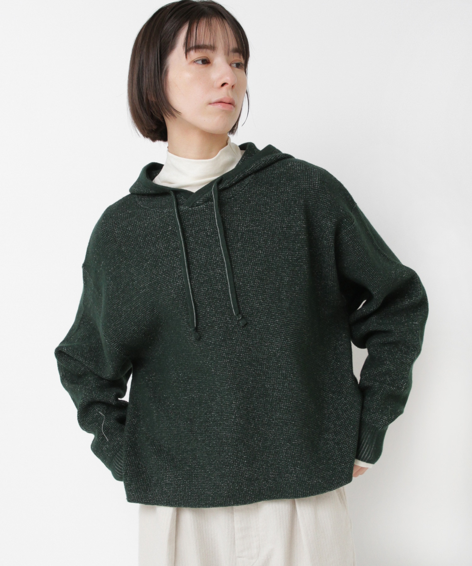 K2726 ワッフルニットフーディー(F キナリ): トップス - RNA