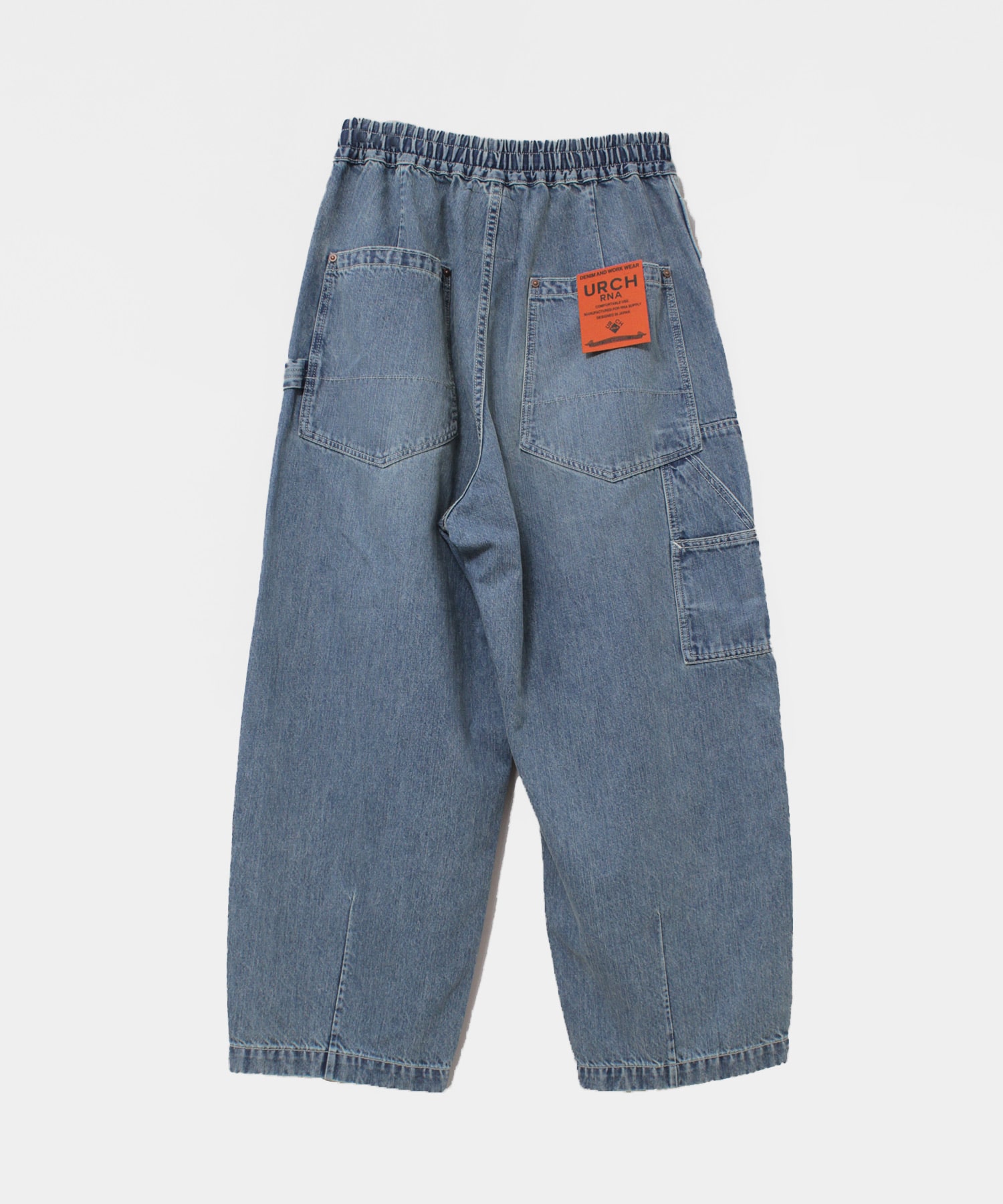 R4477 ダブルニーポケットのワークパンツ(F デニムワンウォッシュ
