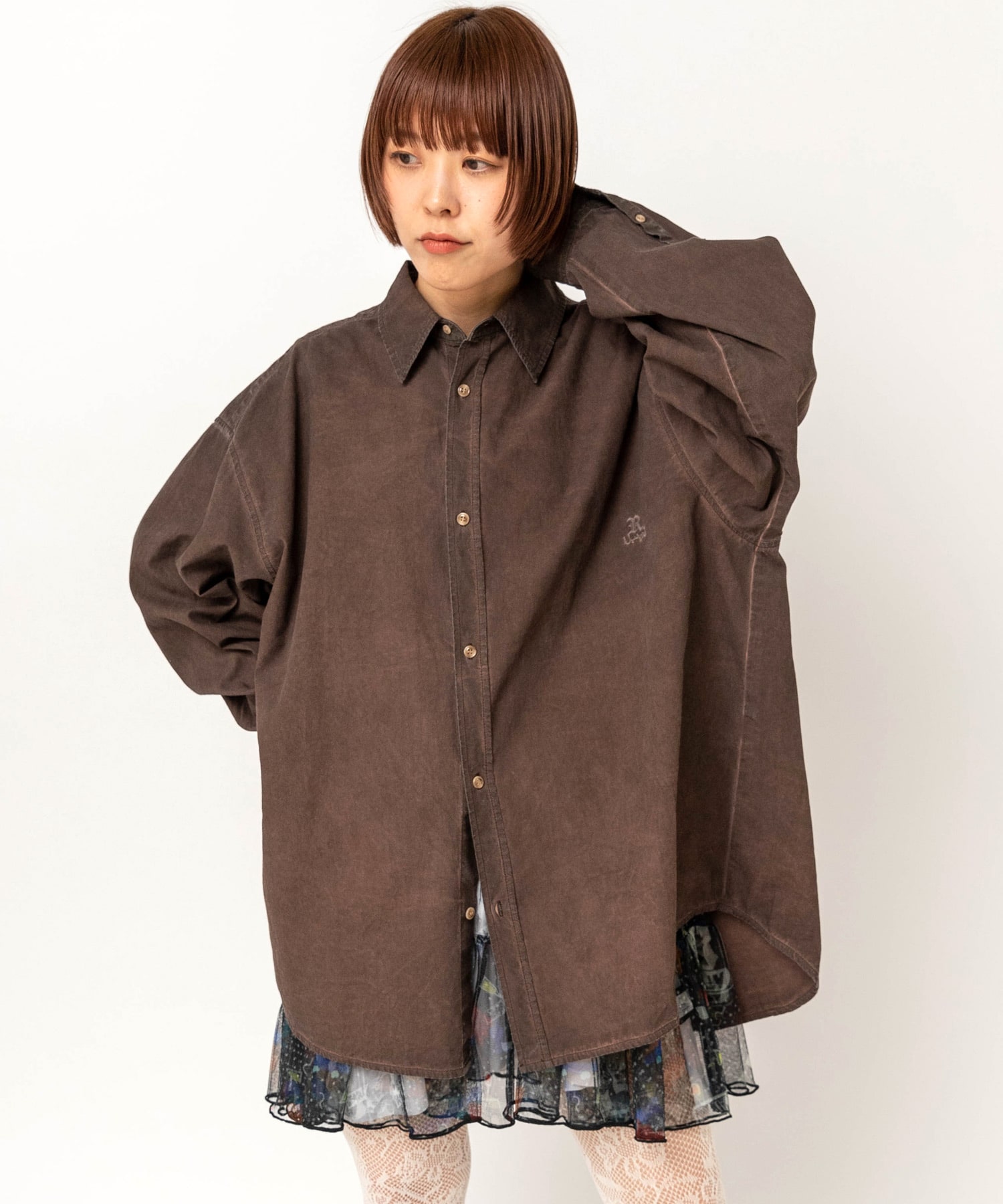 B2987 U.D刺繍シャツ(M ブラウン): トップス - RNA ONLINE STORE