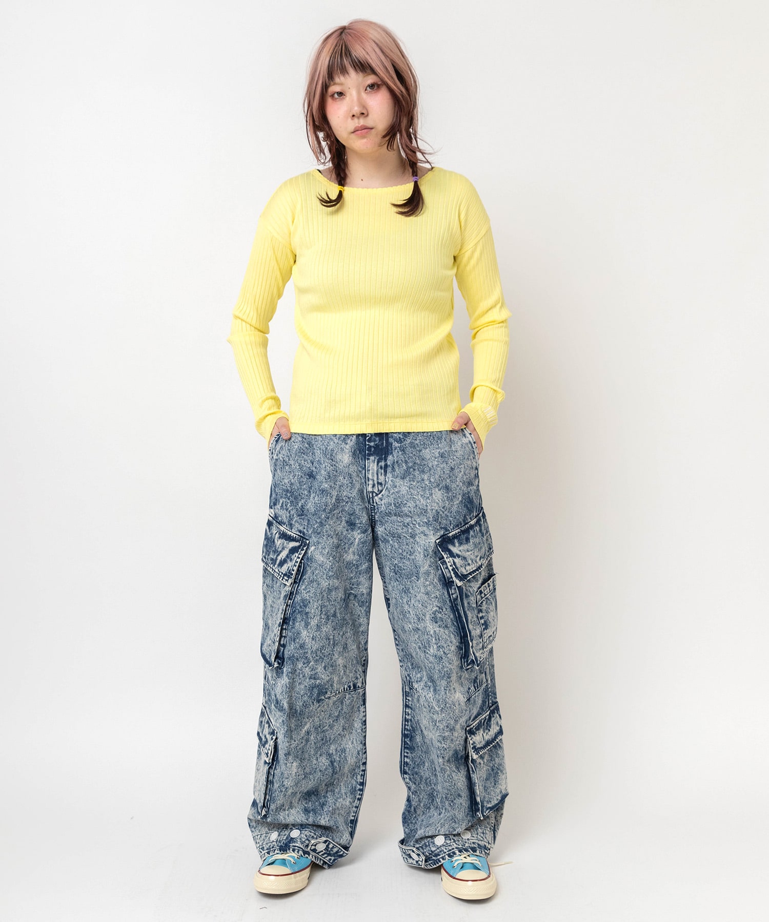 R4349 デザインカーゴポケットパンツ(M インディゴケミカル): パンツ