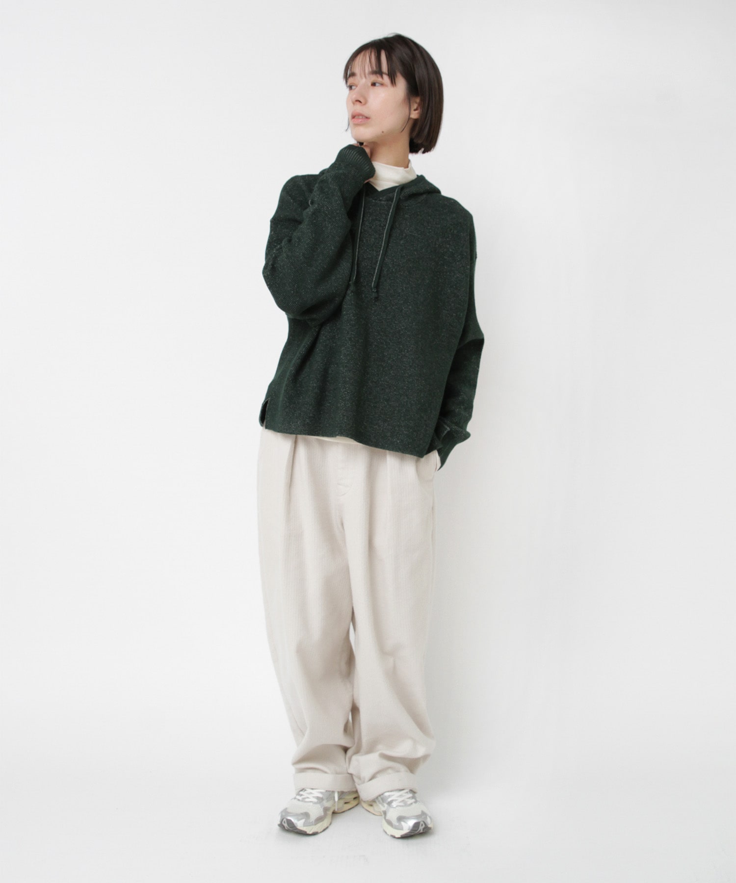 【美品】ミストレアス ケーブルニットフーディ ニット フェザーヤーン ケーブル ふわふわ 2025春夏新作