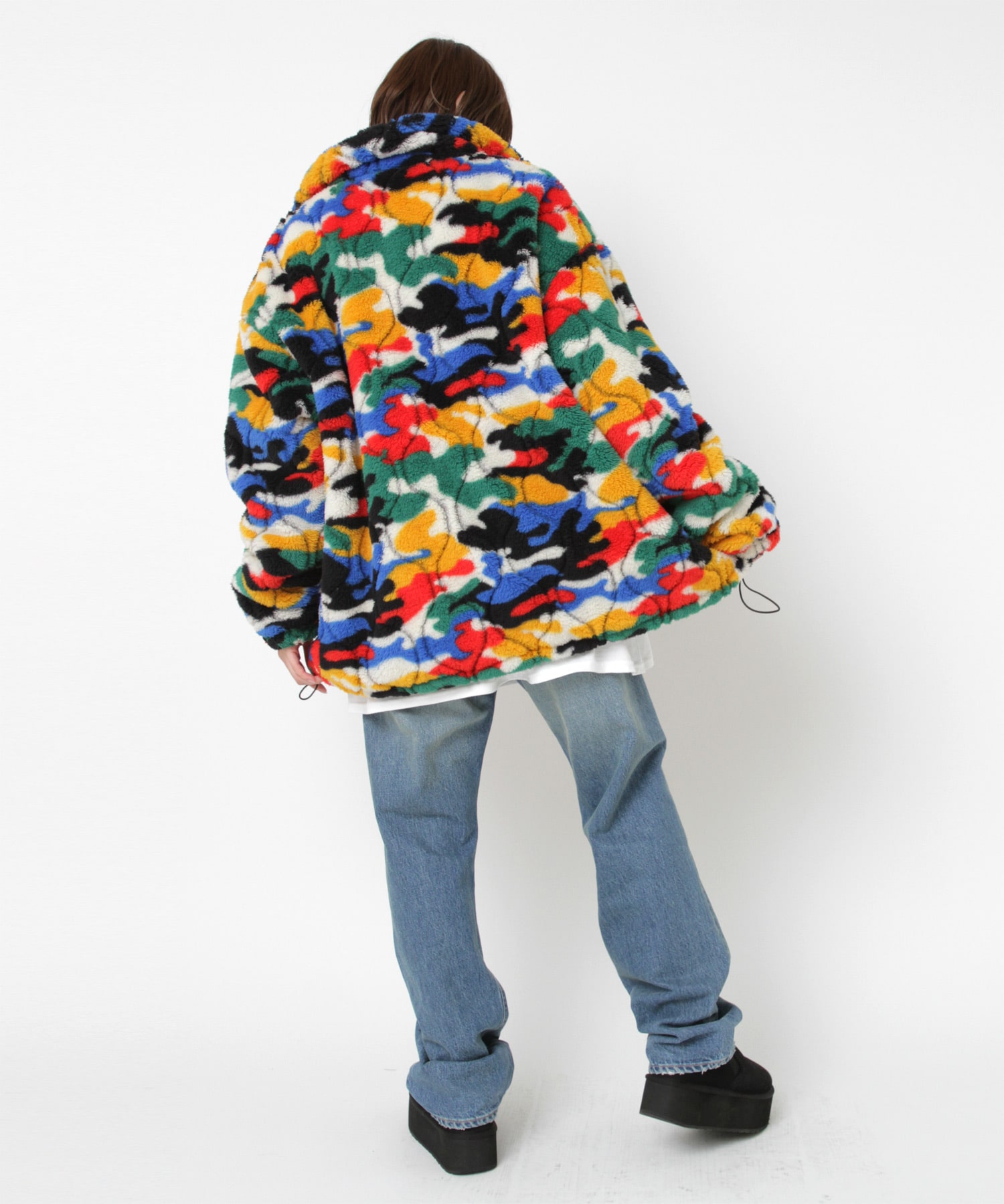 J2126 キルティングジャガードフリースボアジャケット(M