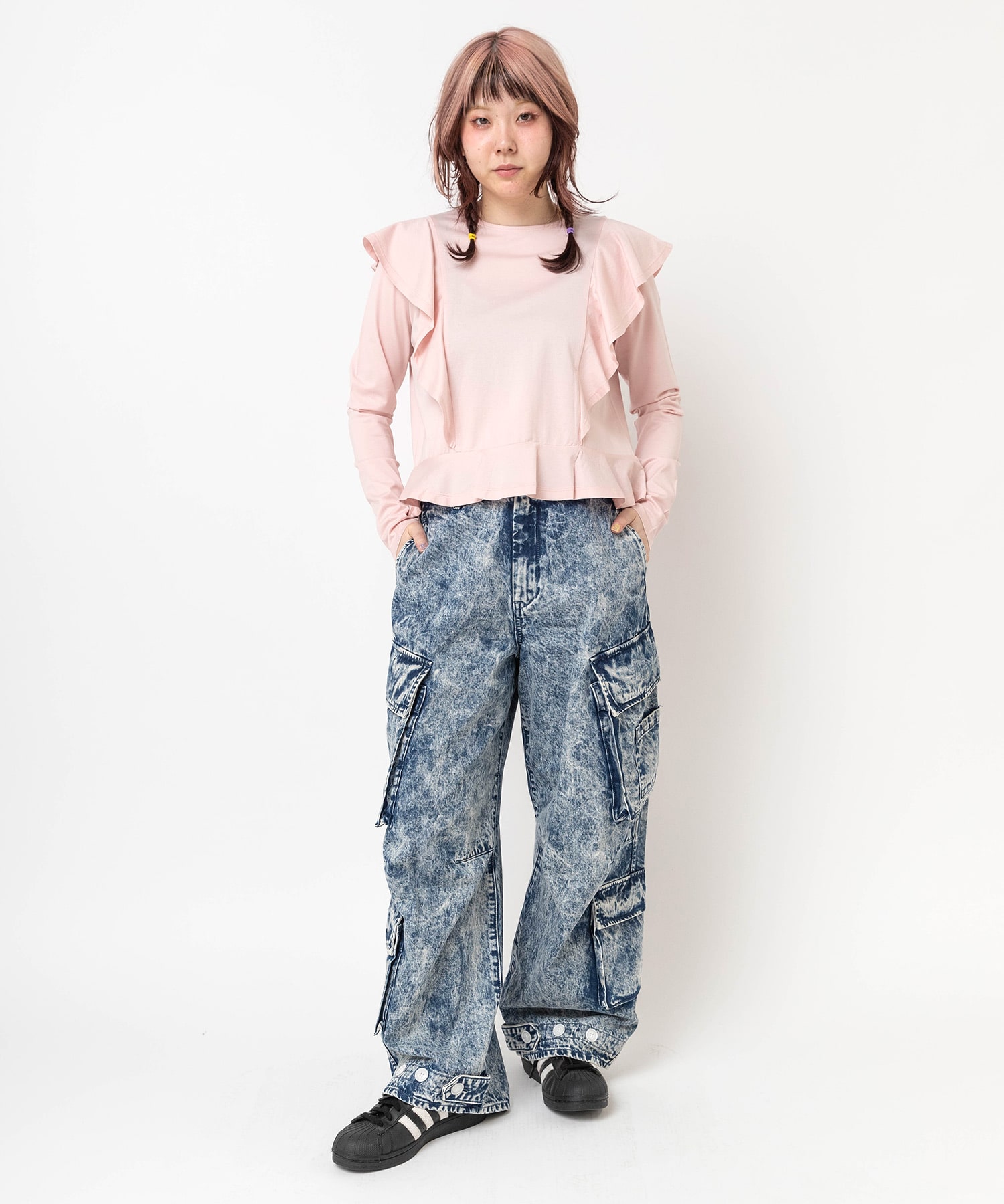 R4349 デザインカーゴポケットパンツ(M インディゴケミカル): パンツ