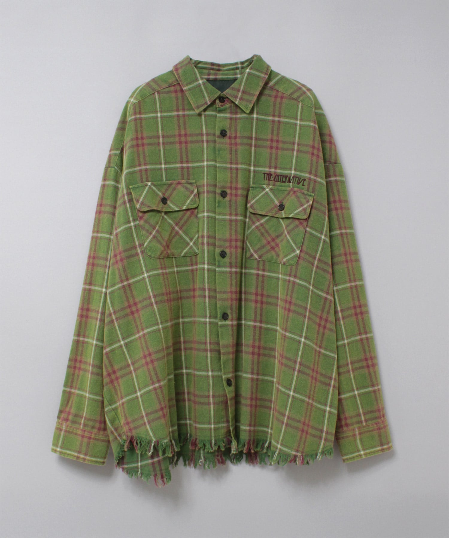 れな商品 B2931 フリンジチェックシャツ(M ブルーチェック): トップス