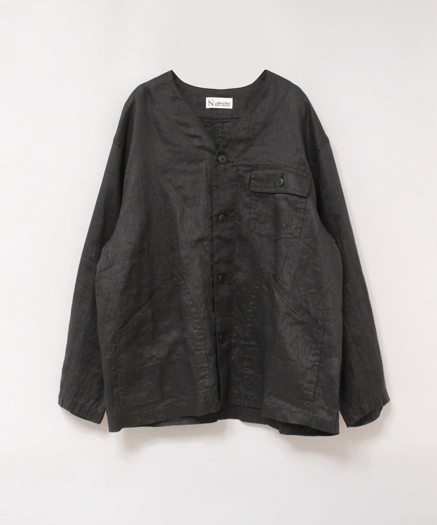 4月中旬納期】B2952 リネンワークジャケット(F ブラック): アウター