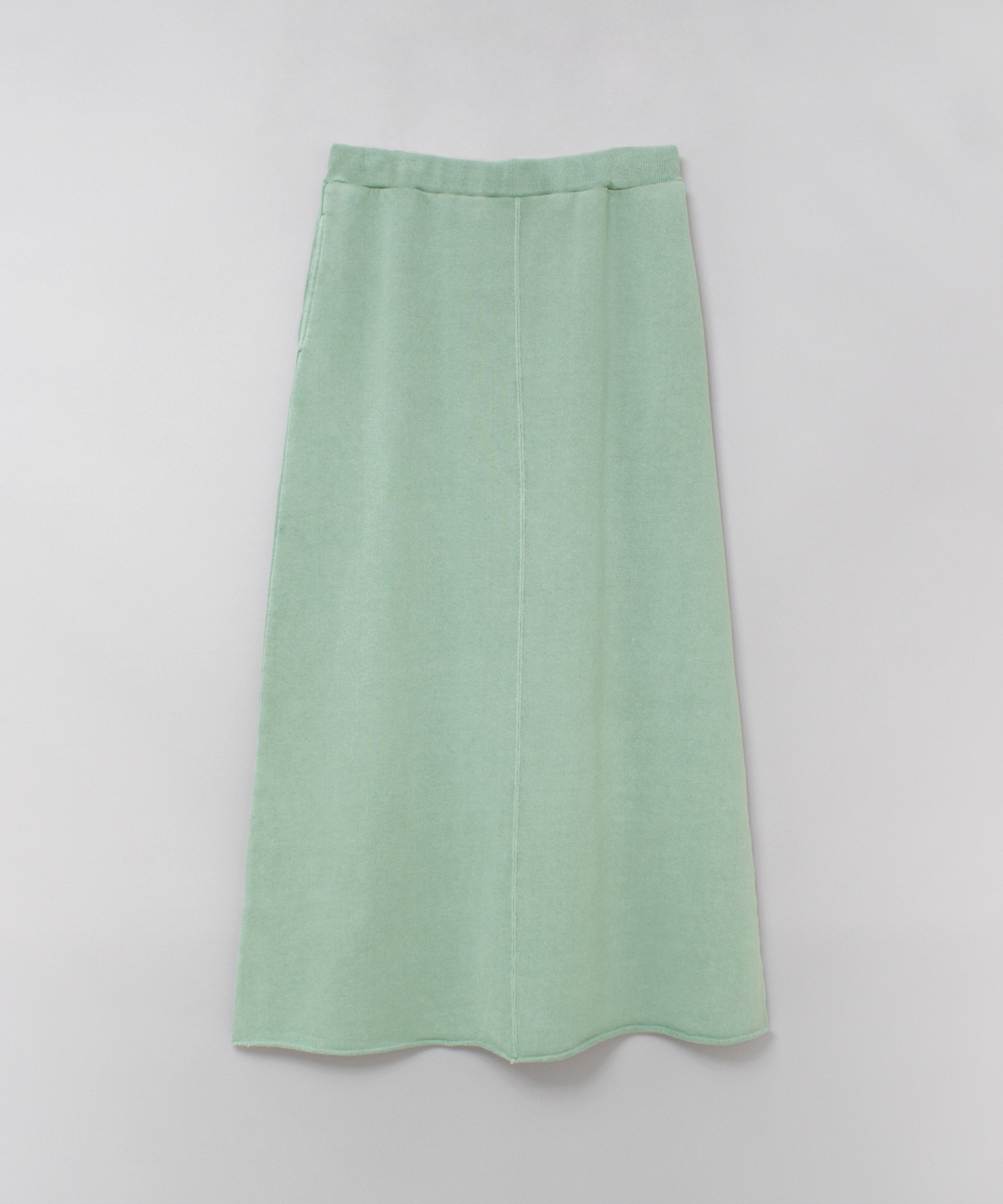 G1102 ピグメントダイトンプキン裏毛ロングスカート(F ライトグレー