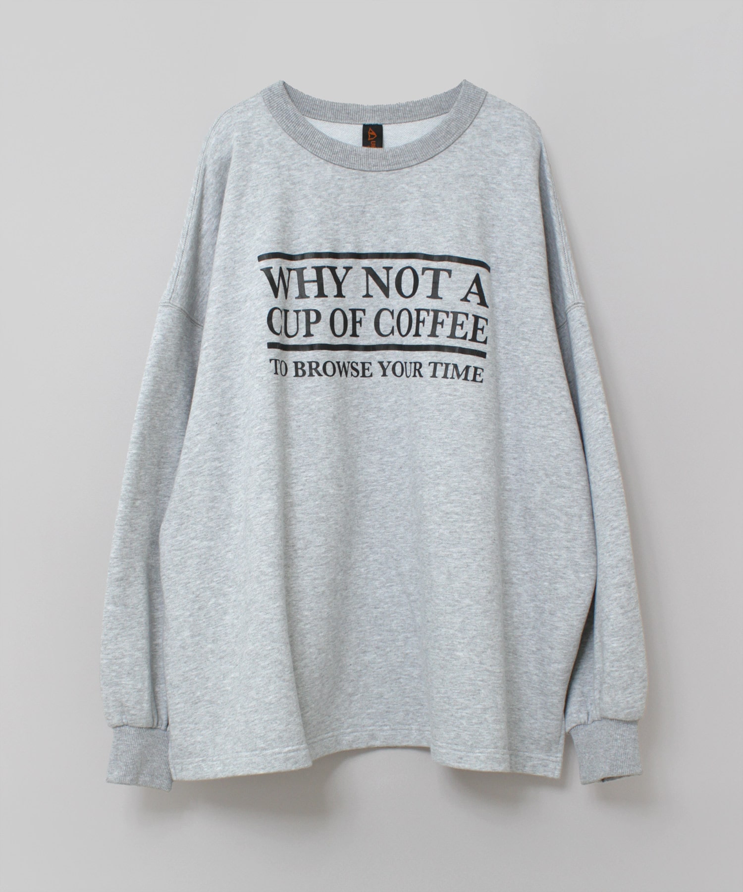 M2553 ”コーヒーどうですか”プリントビッグプルオーバー(F シルバー杢