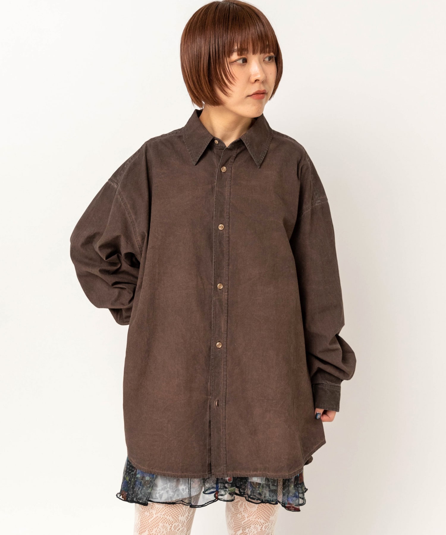 B2987 U.D刺繍シャツ(M ブラウン): トップス - RNA ONLINE STORE