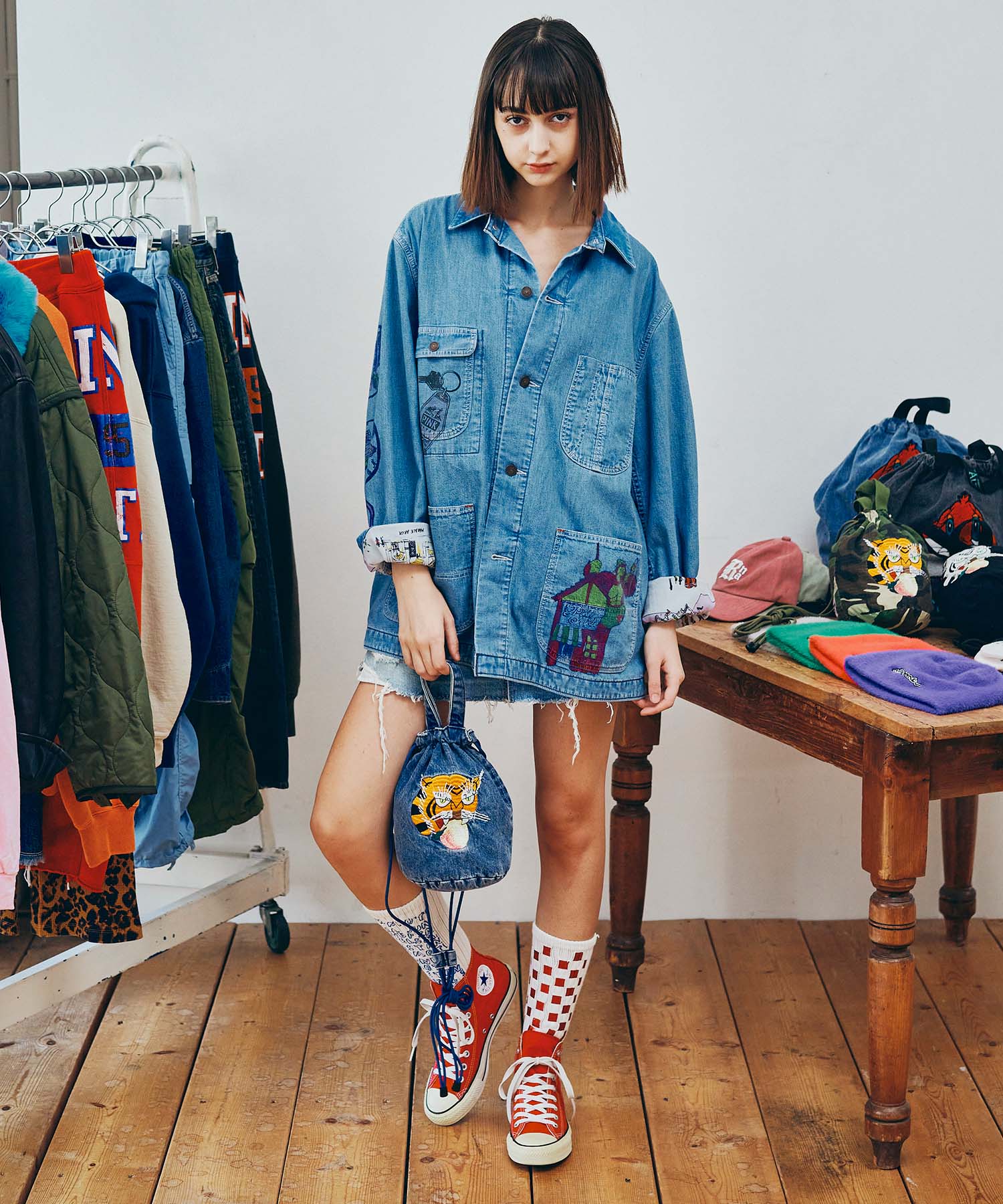 G1098 ダメージラップミニスカート(M オールド加工中色): スカート