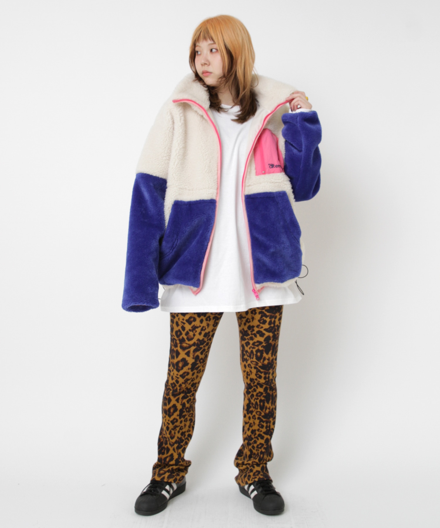 11月上旬納期】J2163 マルチカラーボアジャケット(M ホワイト