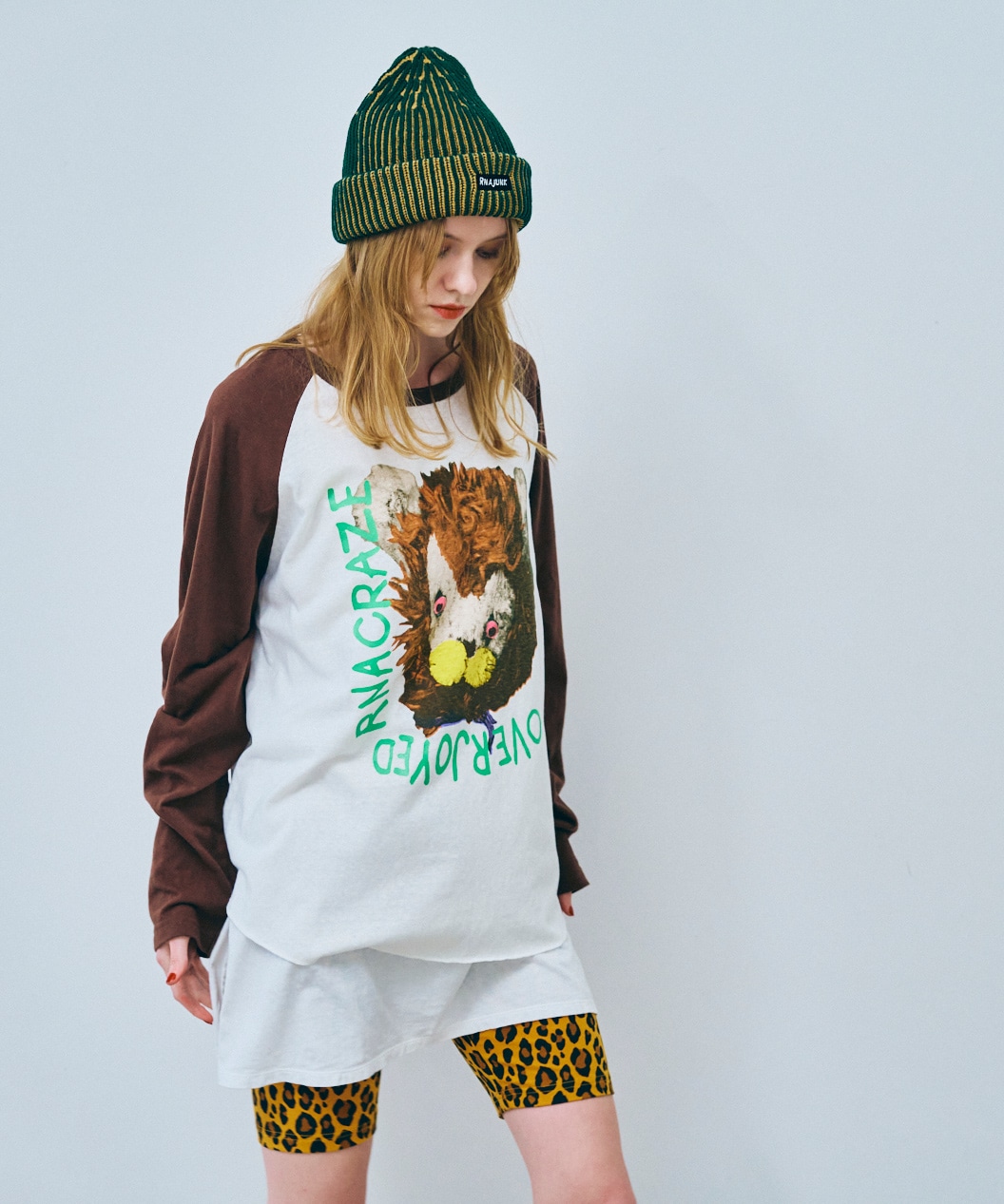 M2532 CRAZEライオンラグランロンT(M ホワイト/スミクロ