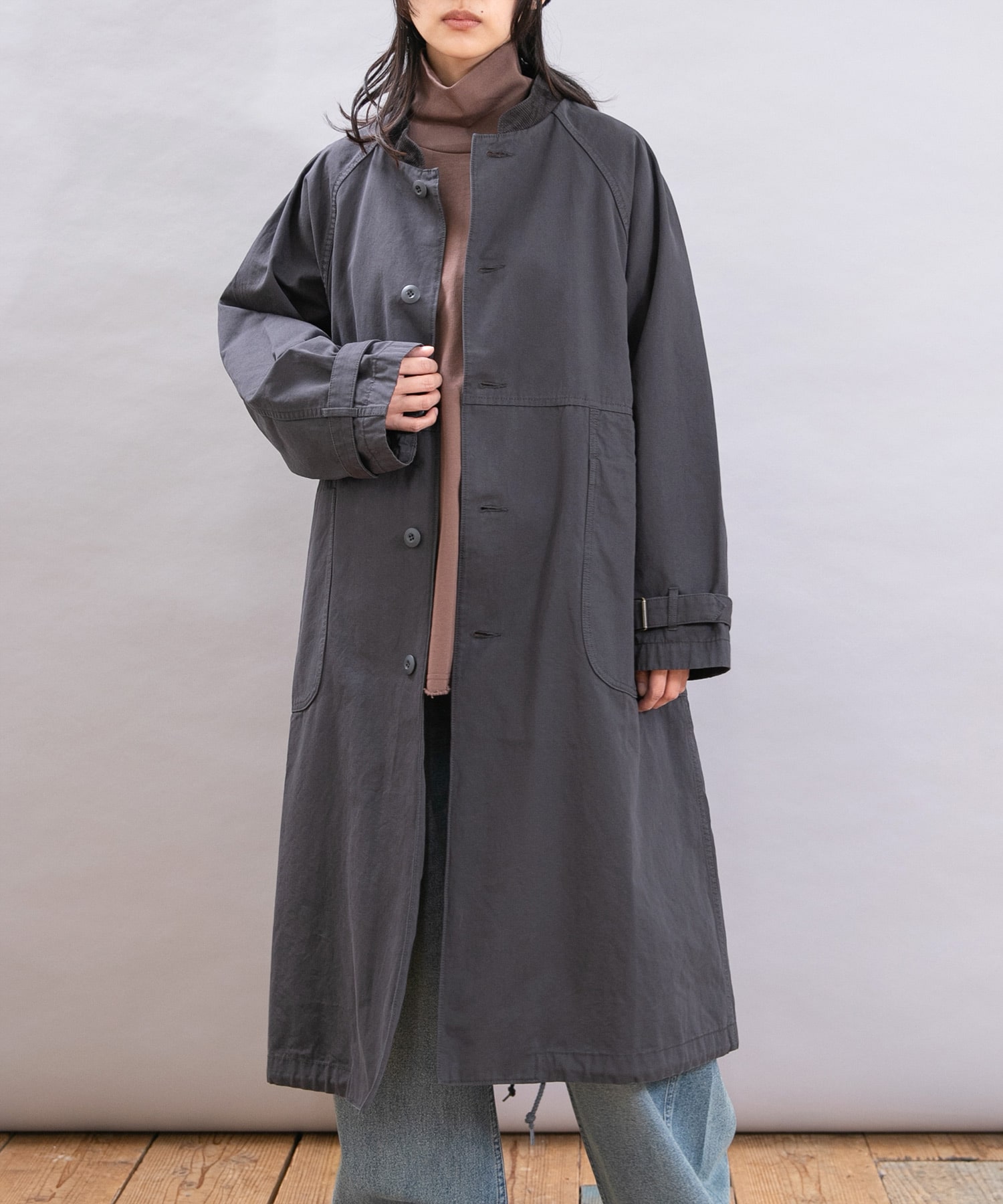 C0785 ちょい立ち襟のアーミーコート(F バイキングブルー): アウター