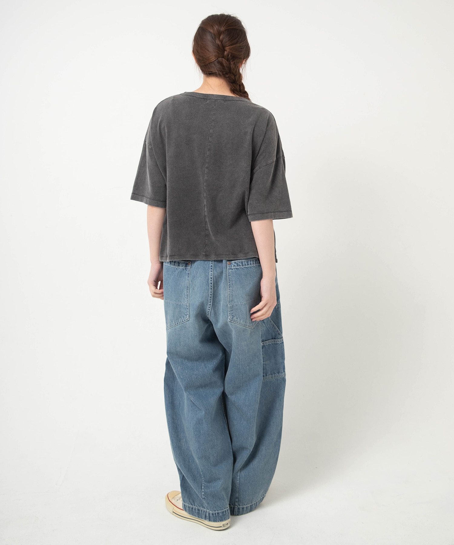 R4477 ダブルニーポケットのワークパンツ(F デニム中古加工): パンツ