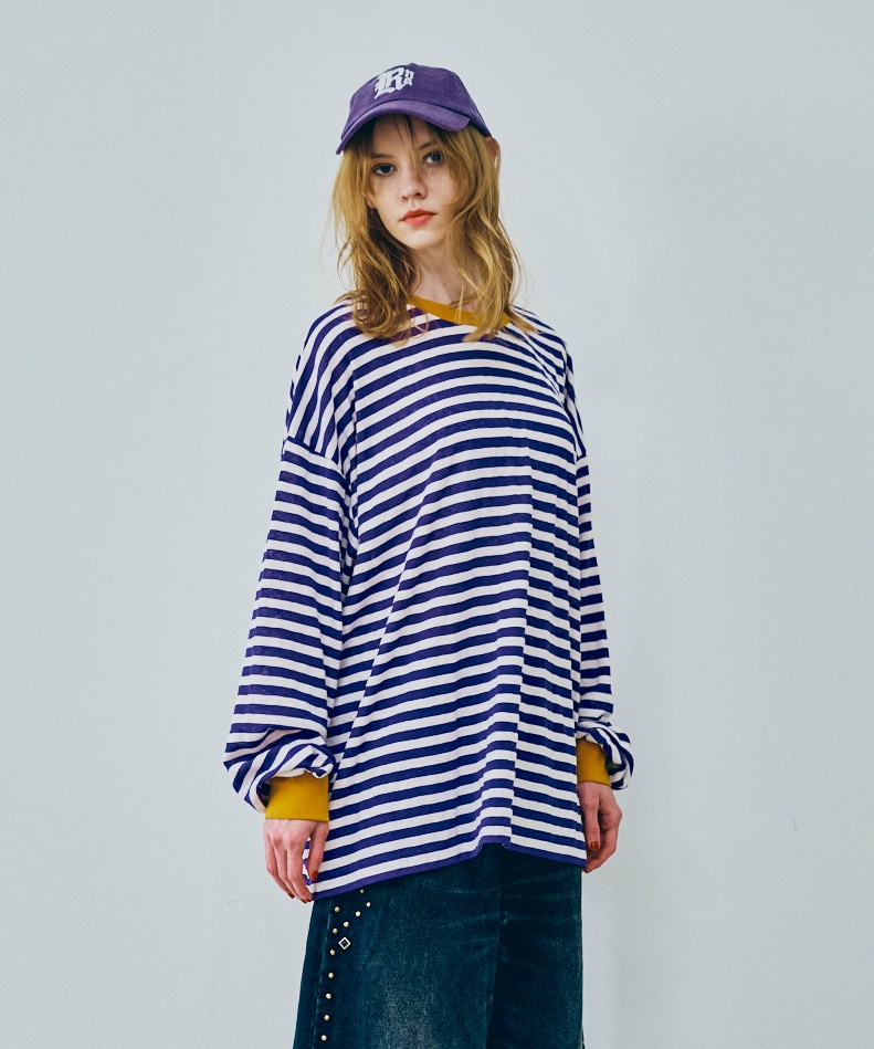 M2528 ボーダーBIGロンT(M ブラック/ホワイト): トップス - RNA