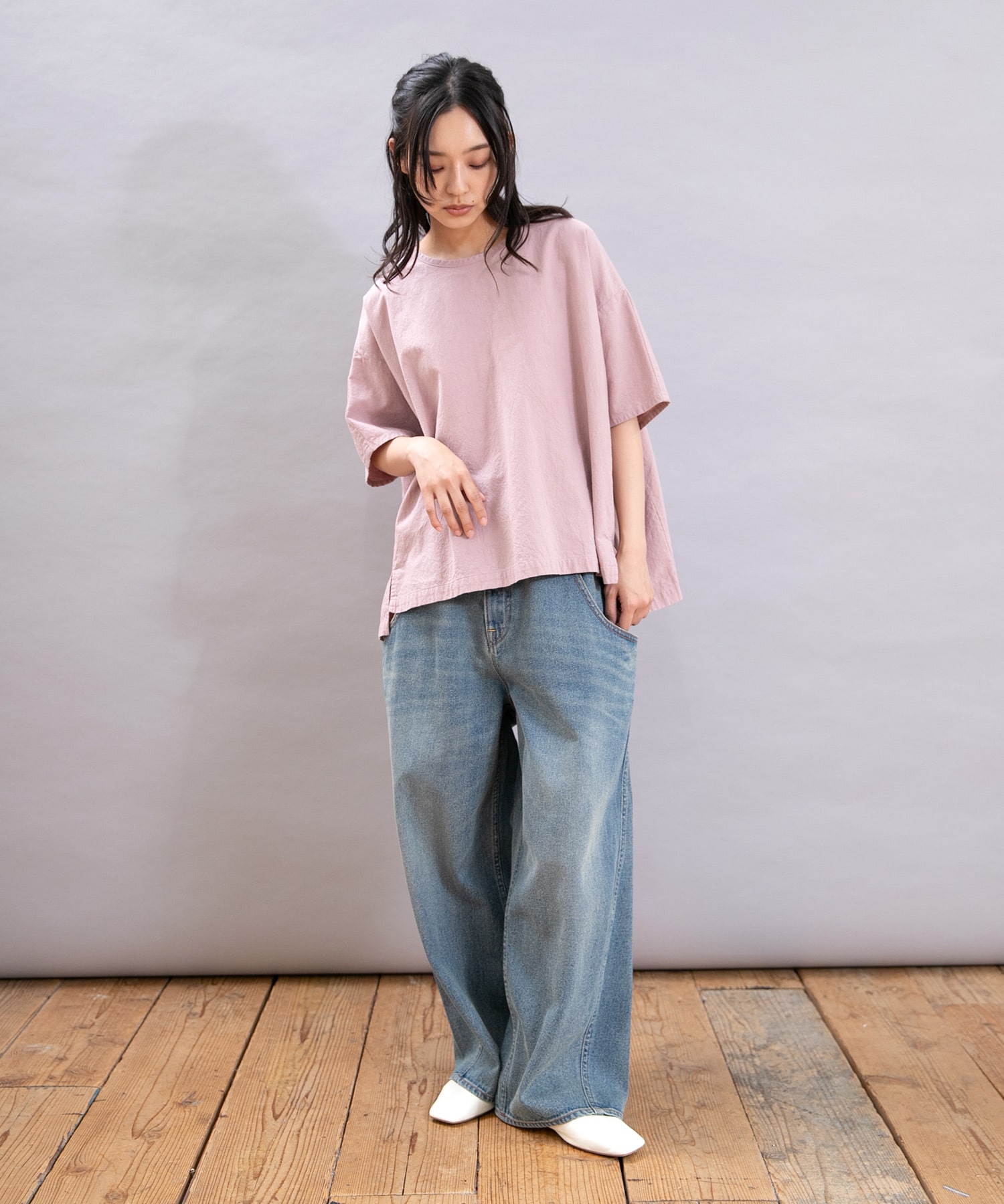 R4361 前ポケットがダブルなバギーパンツ(F ワンウォッシュ): パンツ