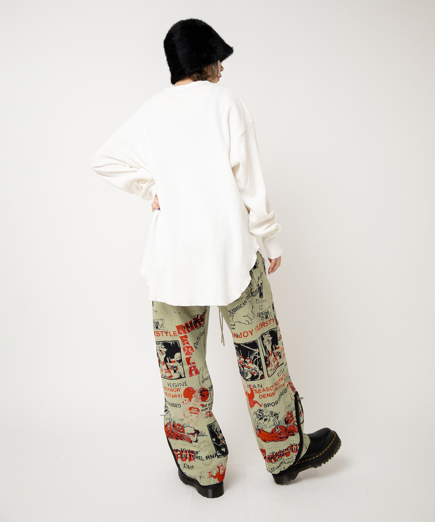 layページ R4383 ENJOY プリントZIPパンツ(M オフホワイト): パンツ - RNA