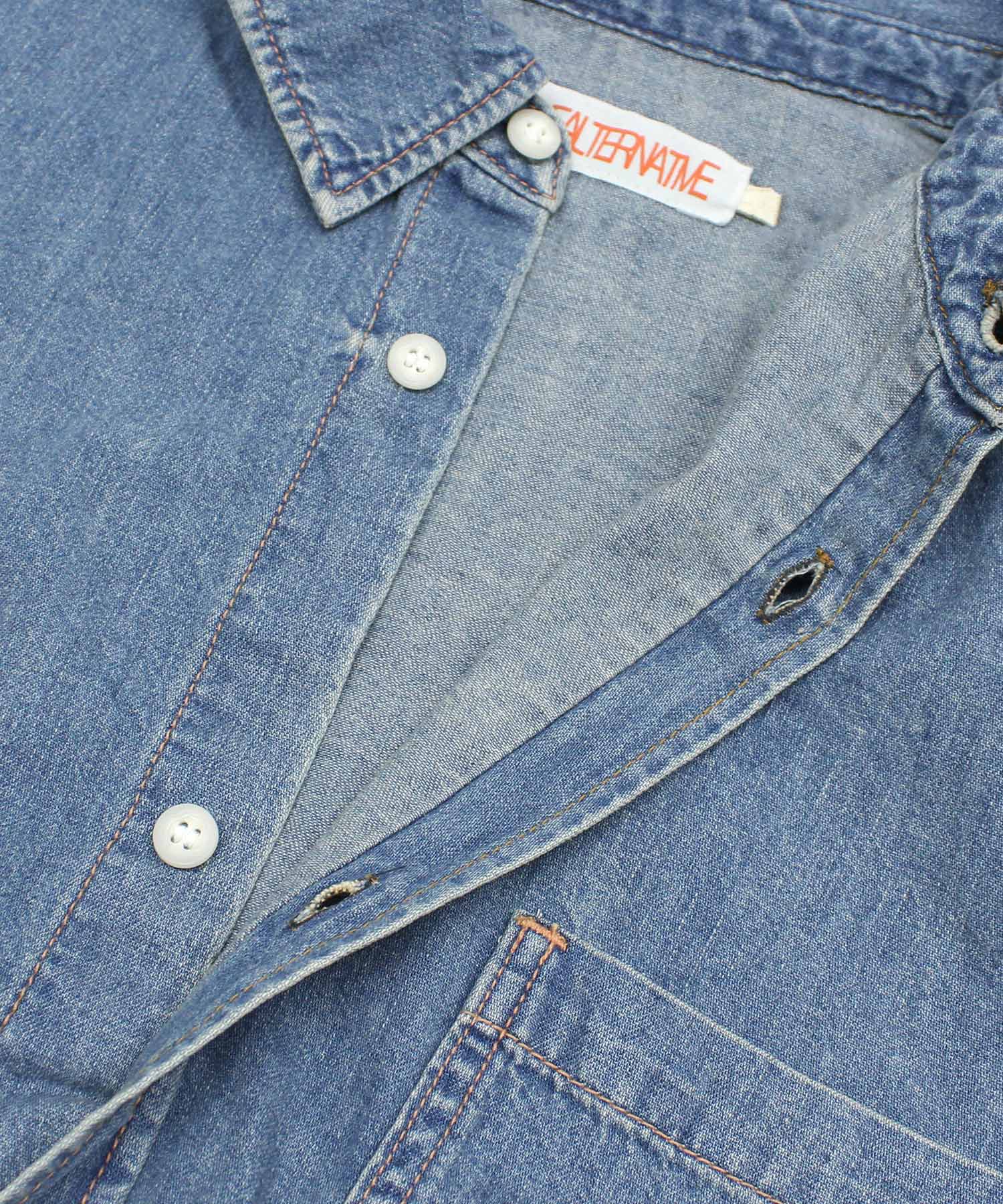 B2933 裏毛コンビリメイクシャツ(M デニム中加工): トップス - RNA