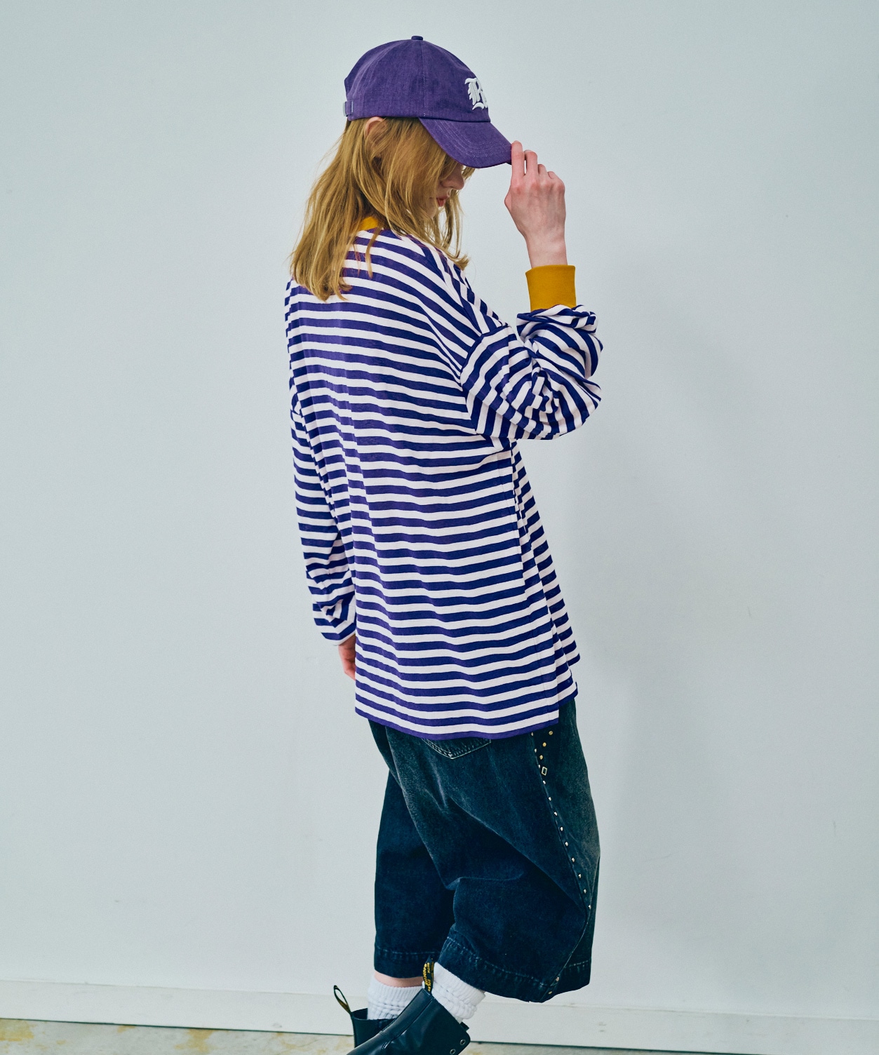 plllllleeeasse ボーダーロンT (BLACK) M miniministore ボーダーtシャツ レディース 長袖ロンT