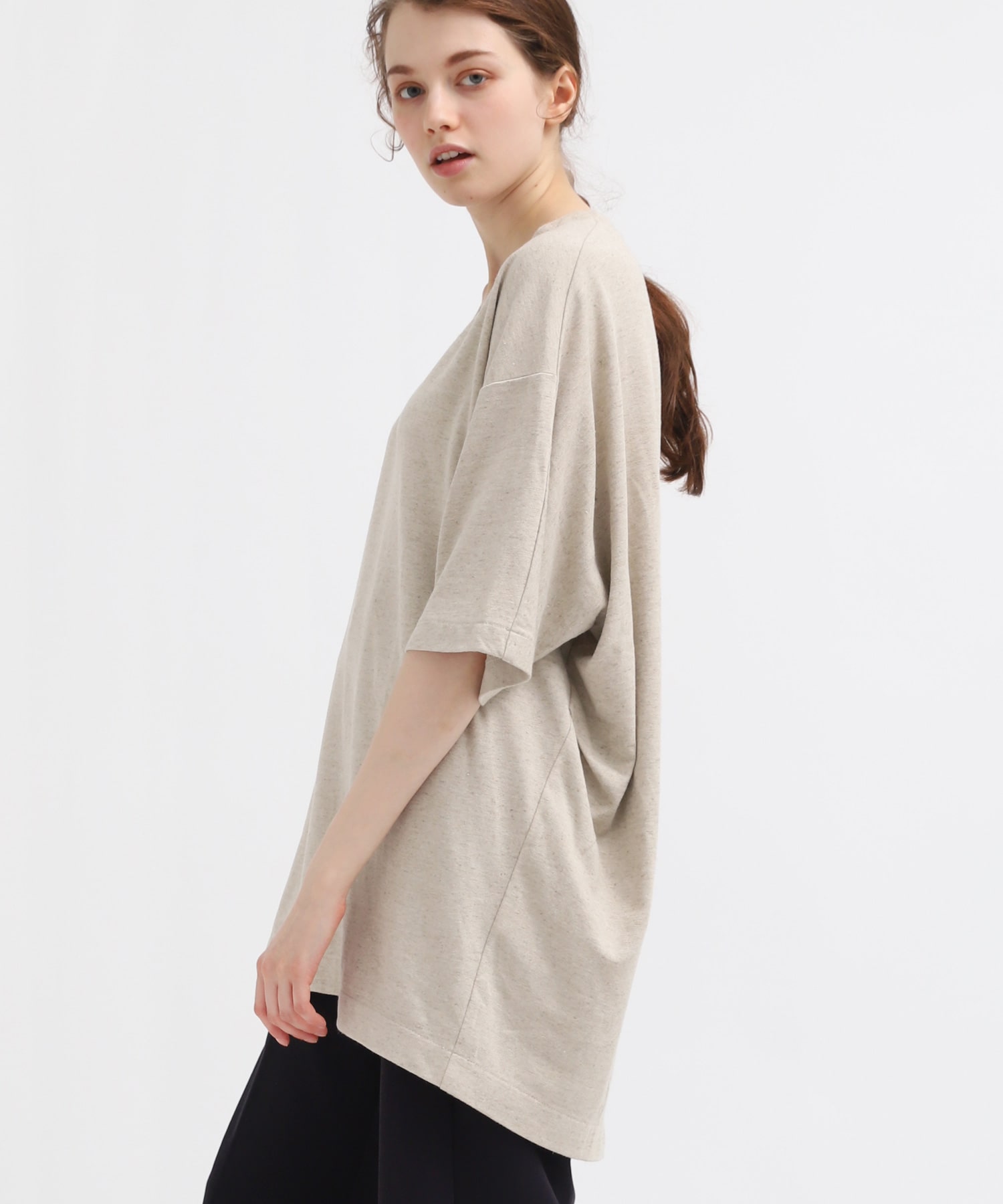 M1343 リネンタックBIG-Tシャツ(M ヴィンテージホワイト): トップス