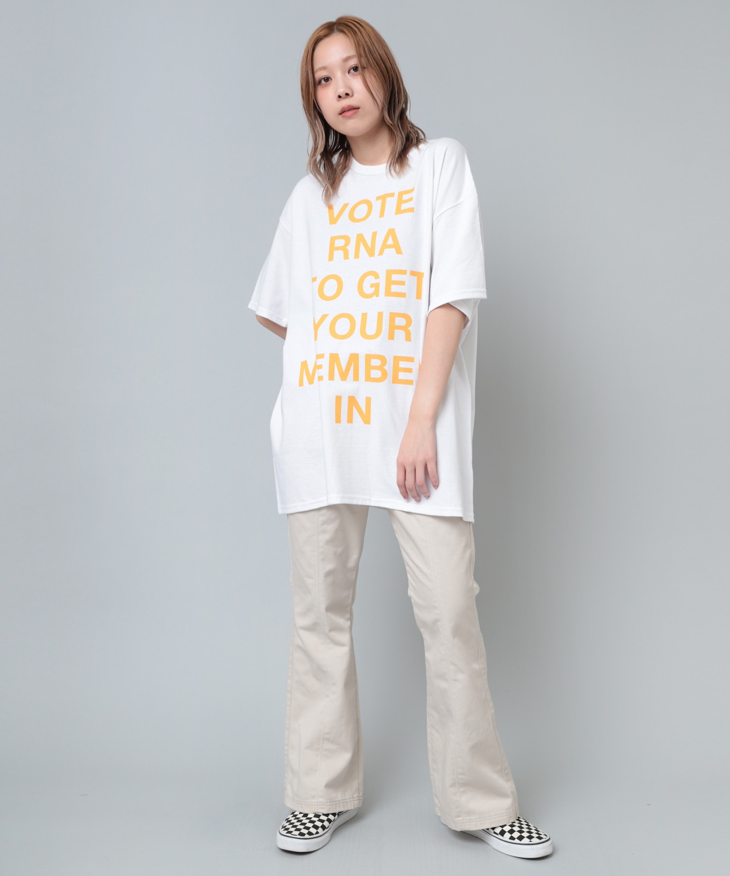 M2126 RNAアライグマプリントTシャツ(M ホワイト/ネイビーロゴ 