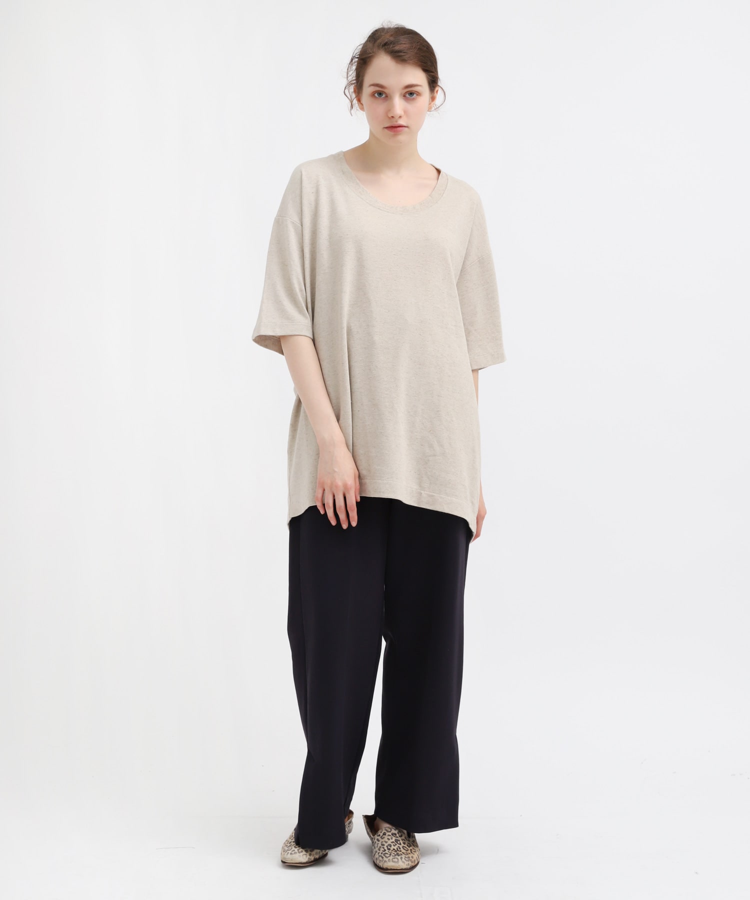 M1343 リネンタックBIG-Tシャツ(M ヴィンテージホワイト): トップス