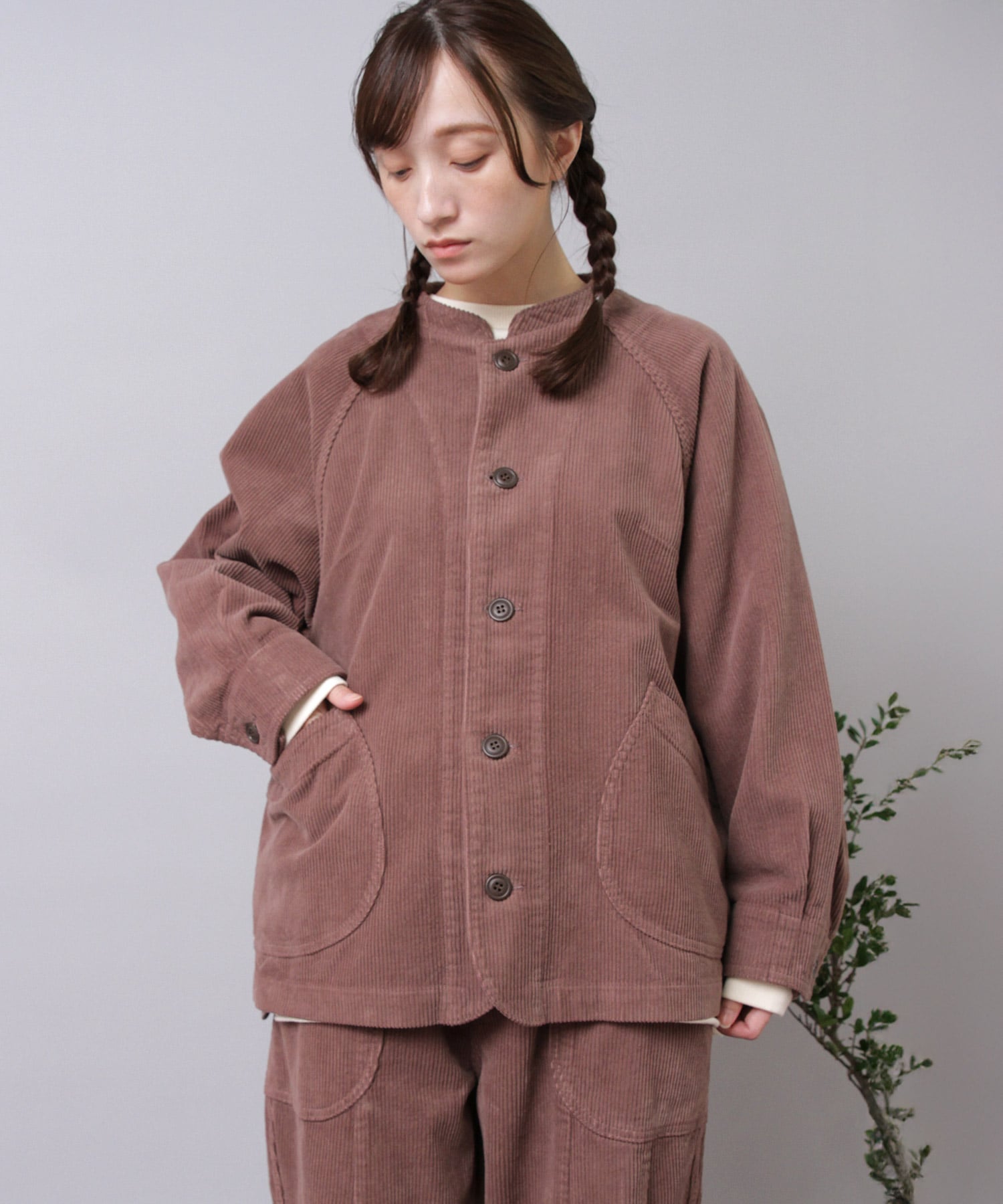 J2155 コーデュロイの丸ポケワークジャケット(F ブラック