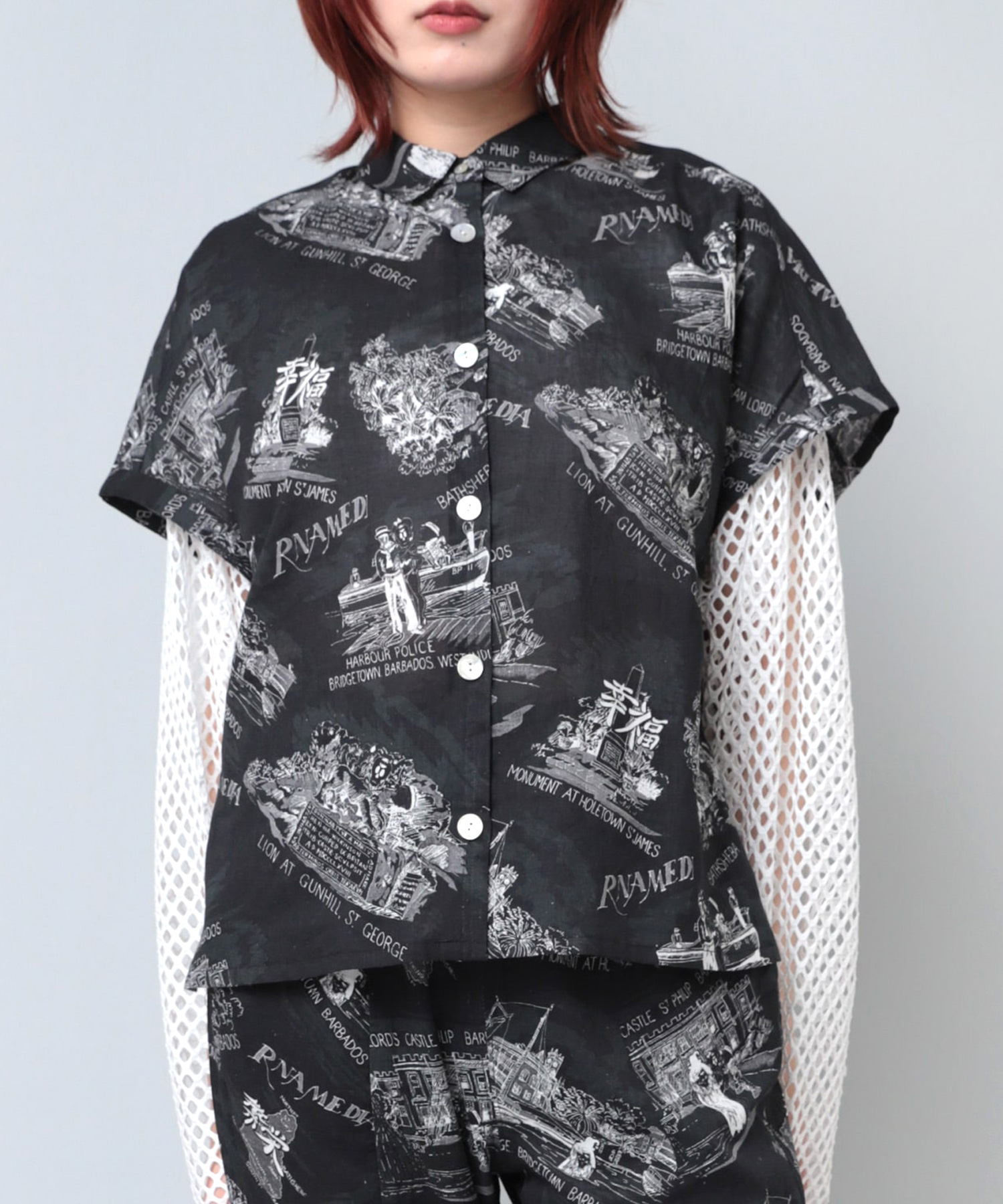 B2788 メモリアルMAPプリントシャツ