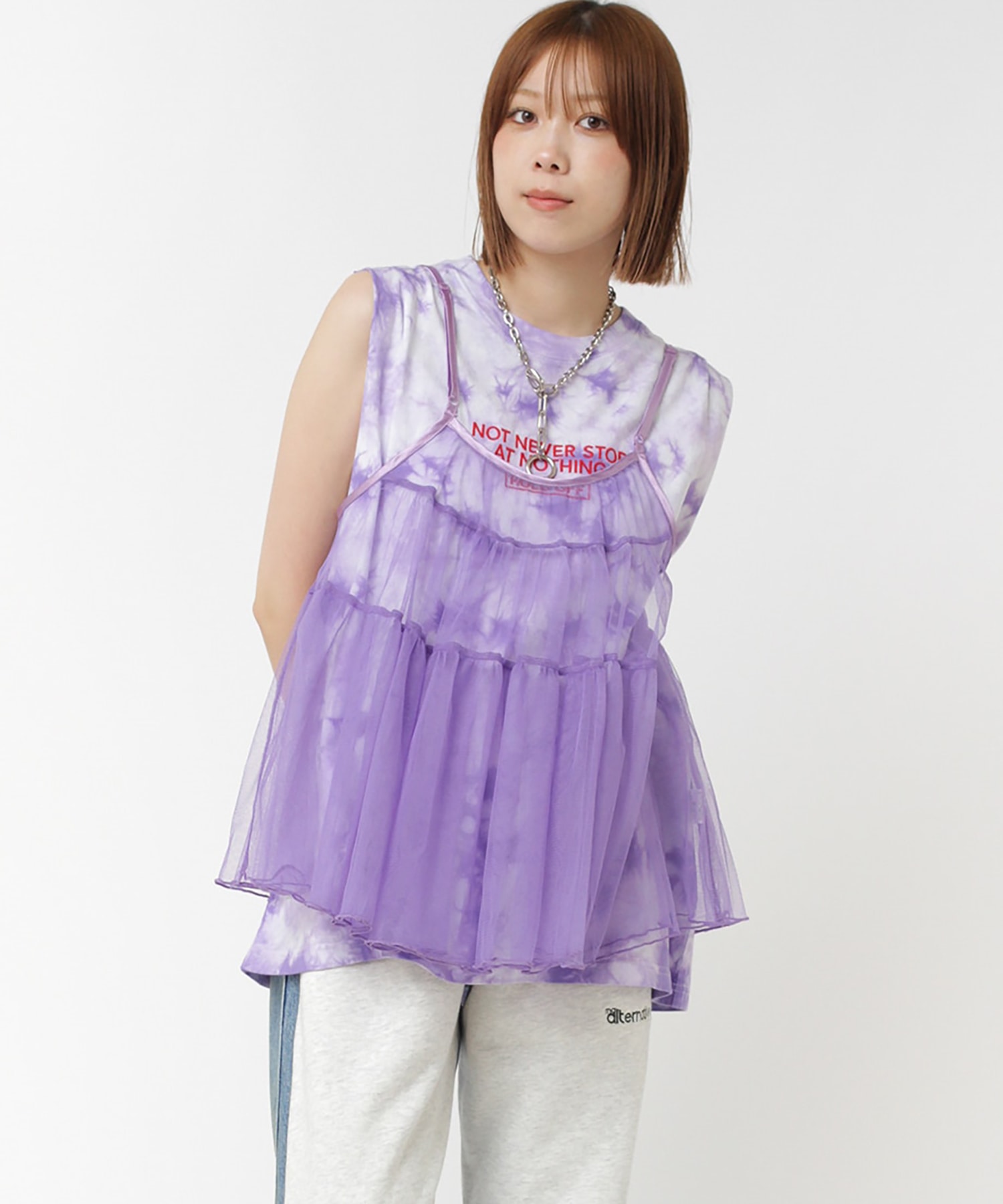 B2806 チュールメッシュキャミ