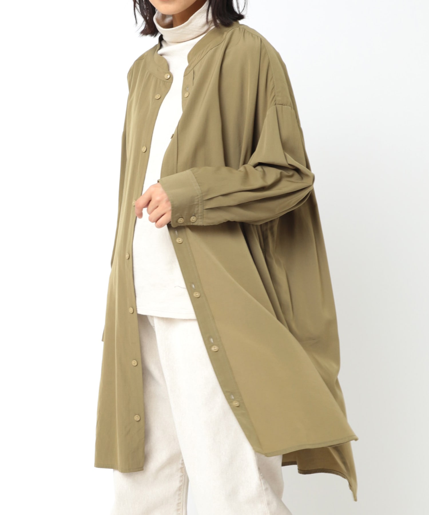 B2847 やわらかチビエリロングシャツ
