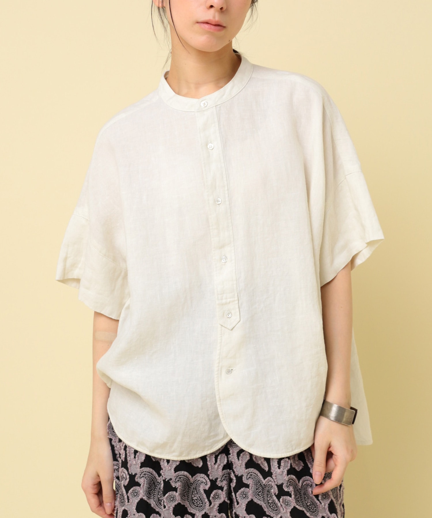 B2868 ハーフスリーブフレンチリネンシャツ