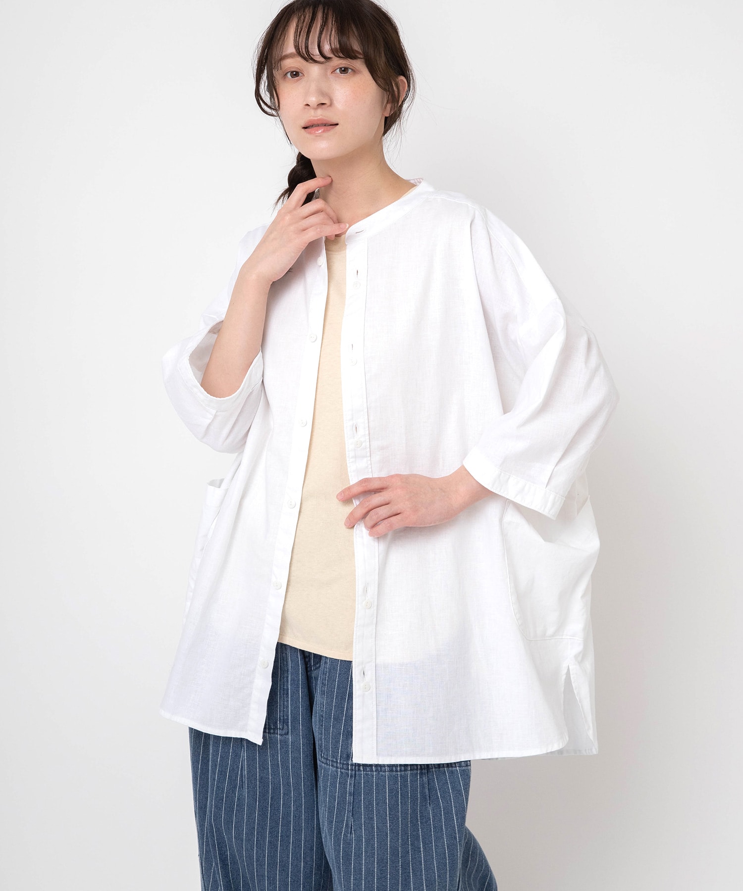 B2878 アトリエチュニックハーフスリーブシャツ2