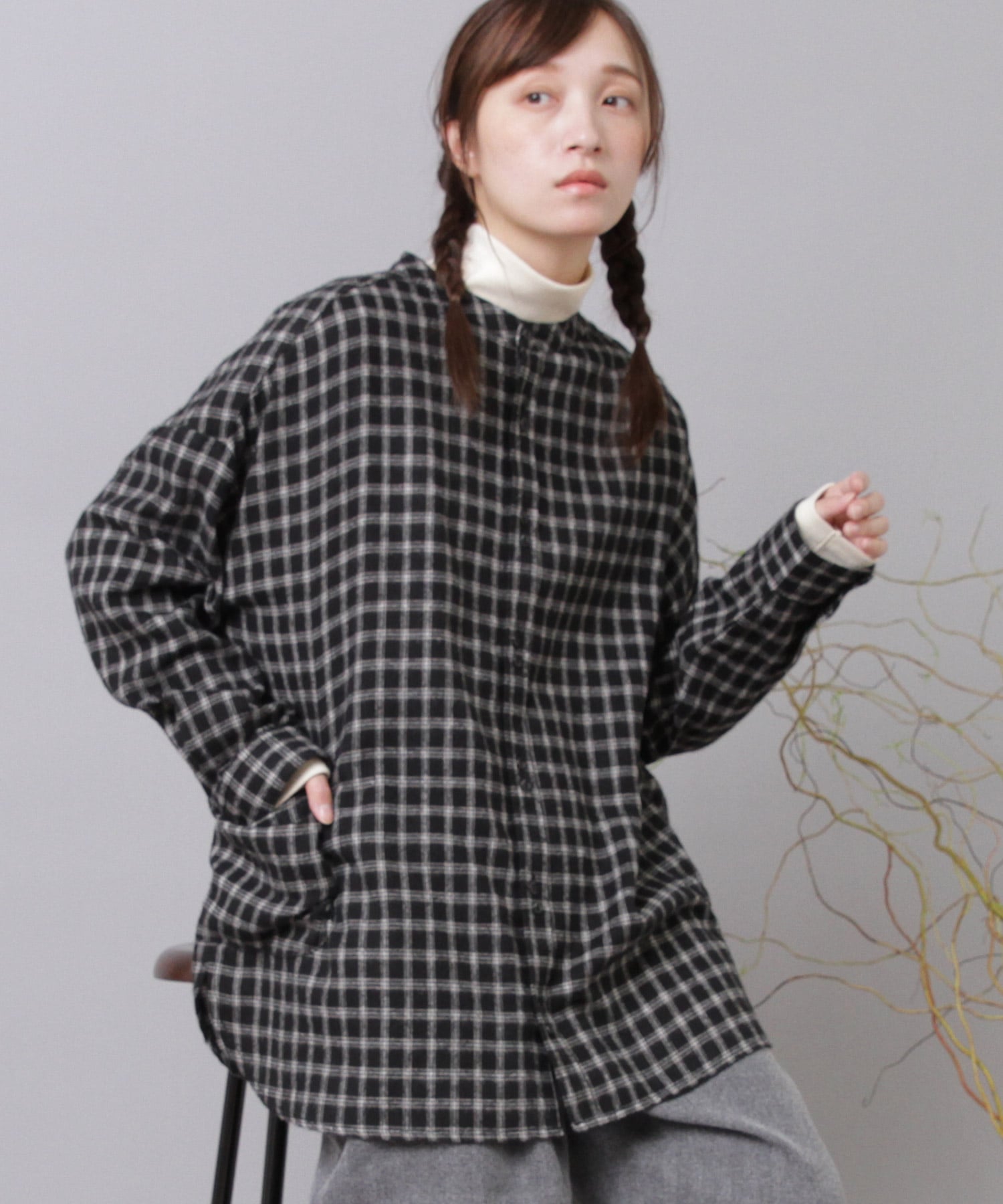 B2905 ネル起毛のアトリエチュニックシャツ2