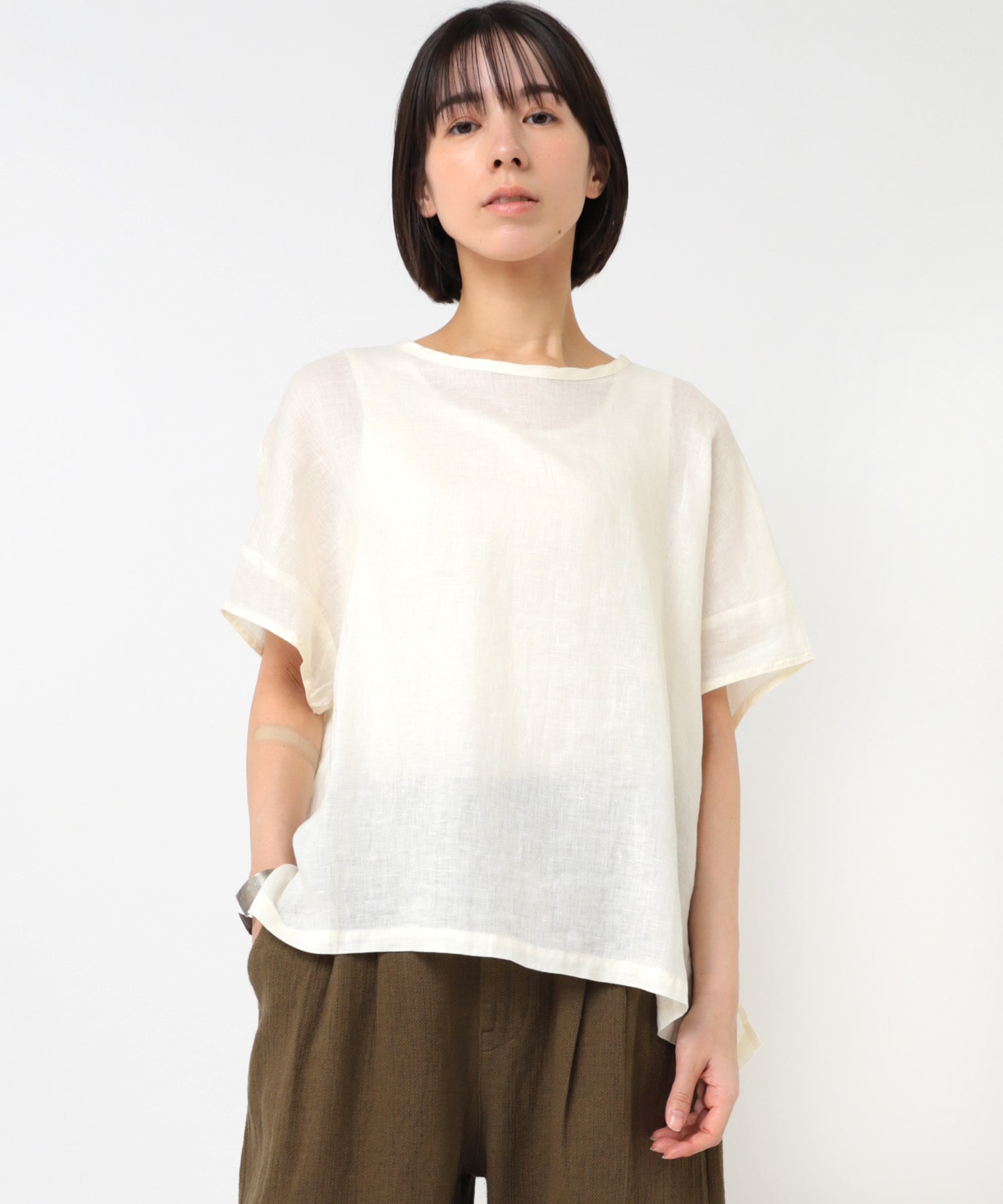 B2908 リネンドロップショルダーブラウス