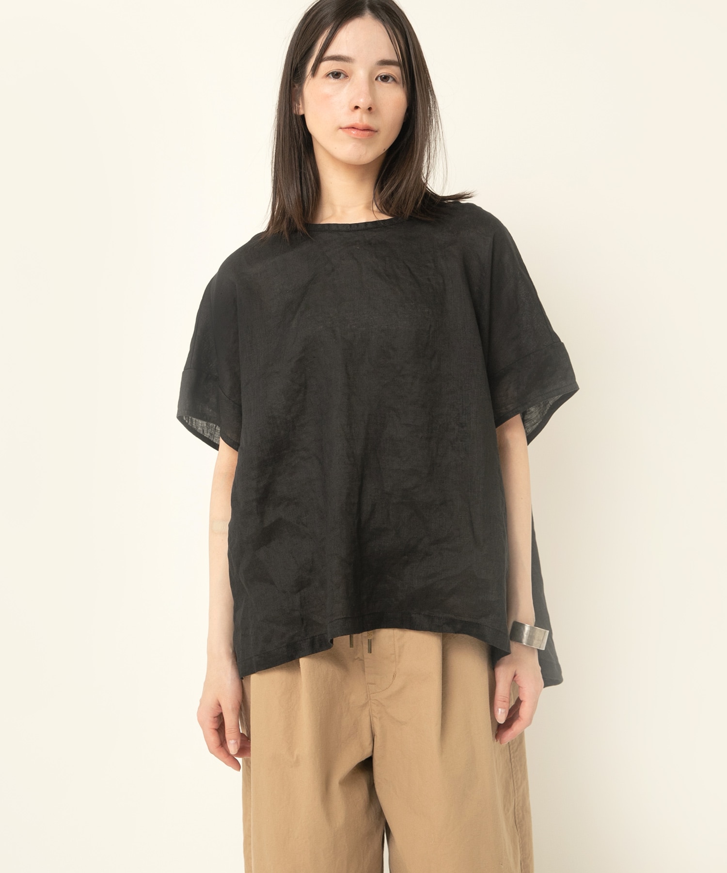 B2908 リネンドロップショルダーブラウス