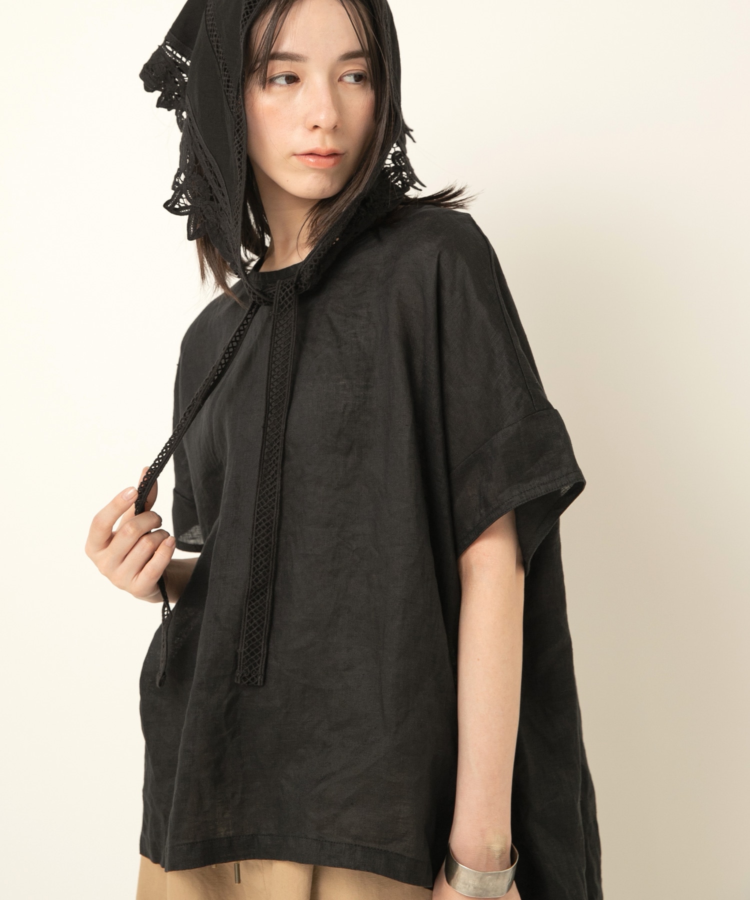 B2908 リネンドロップショルダーブラウス