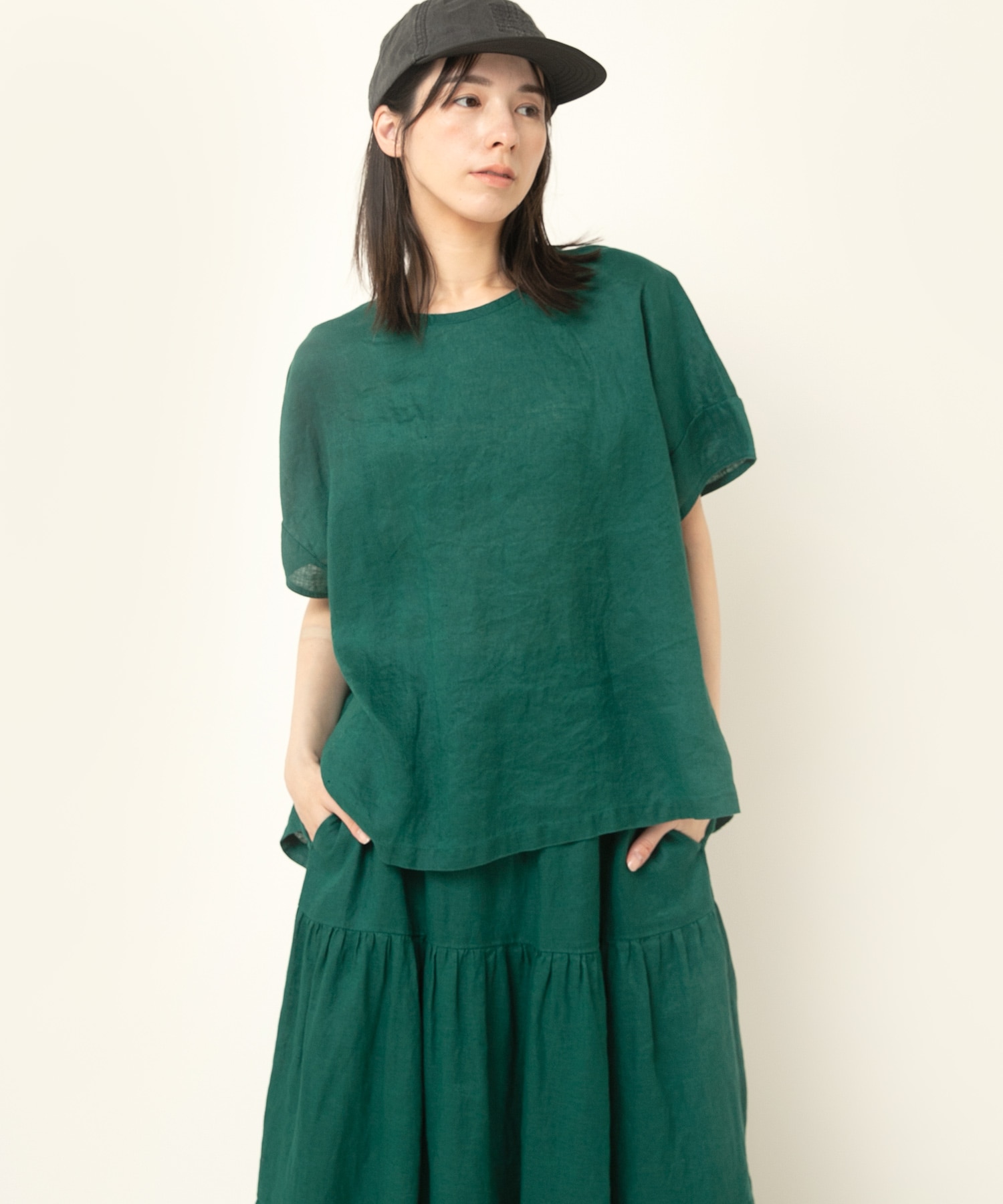 B2908 リネンドロップショルダーブラウス