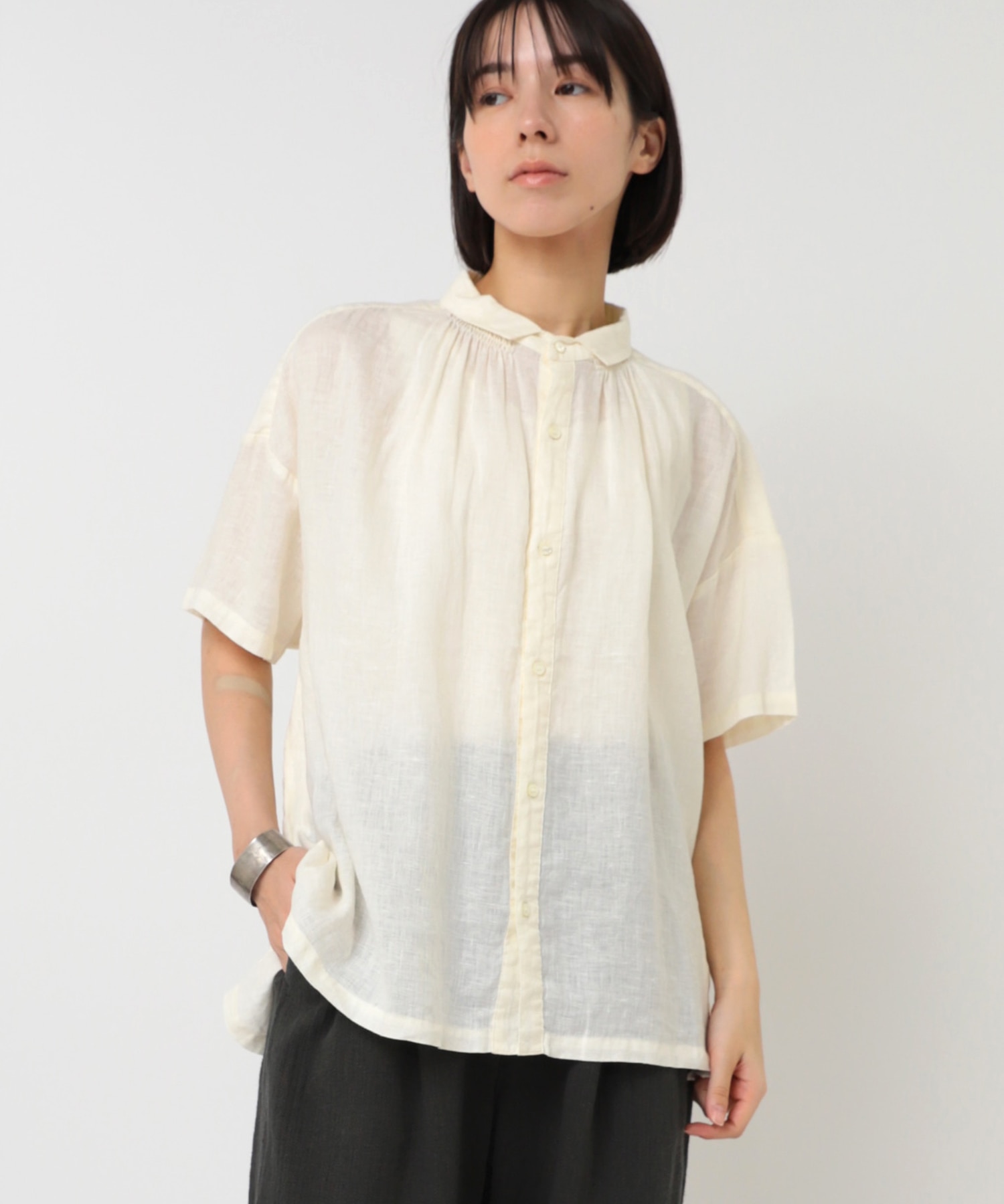 B2909 リネンスモールカラーシャーリングシャツ