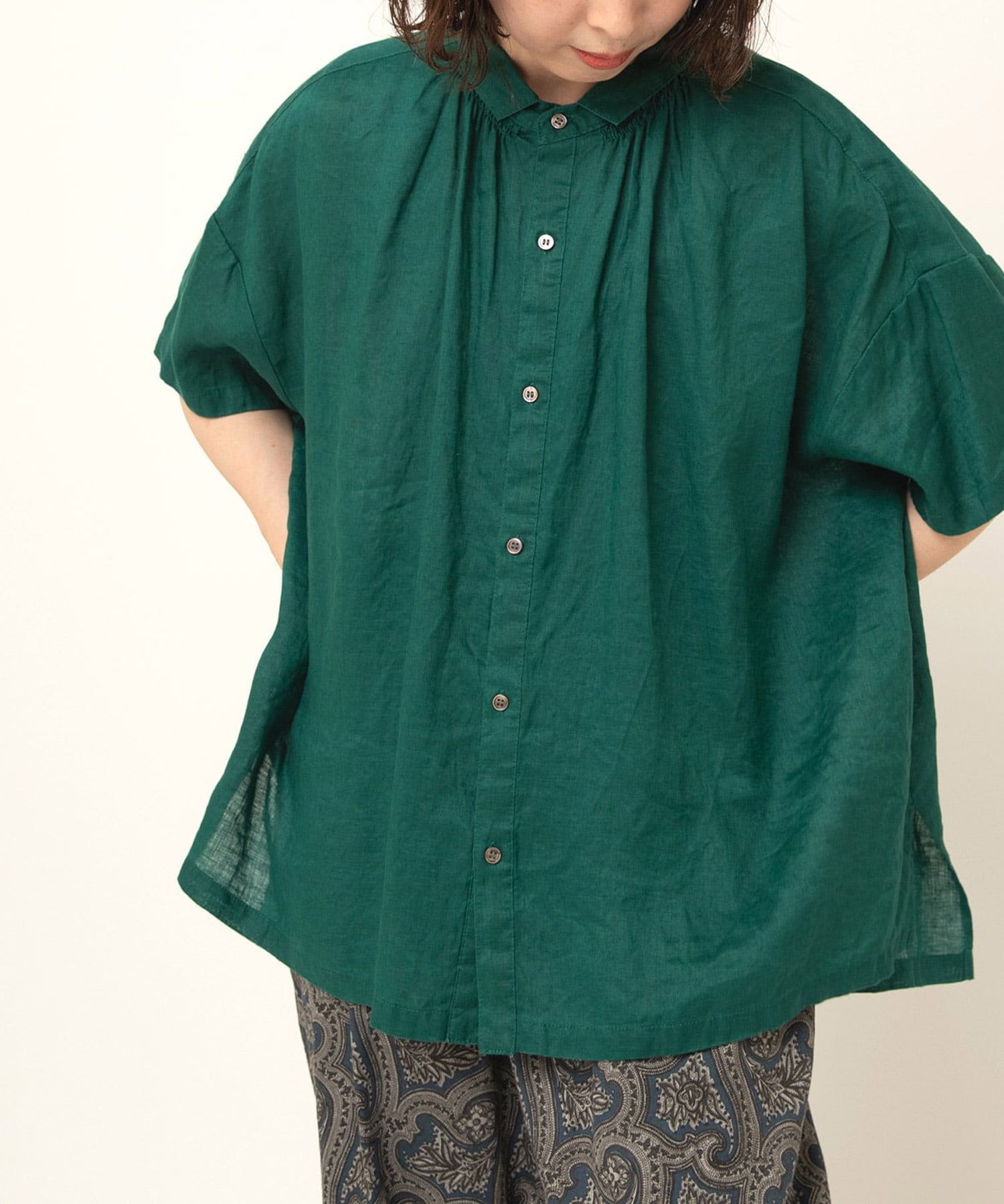 B2909 リネンスモールカラーシャーリングシャツ