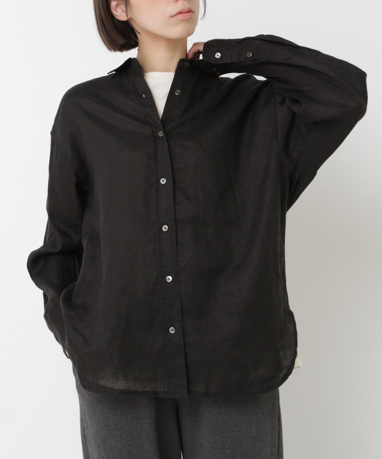 B2911 ウォッシャブルリネンレギュラーシャツ