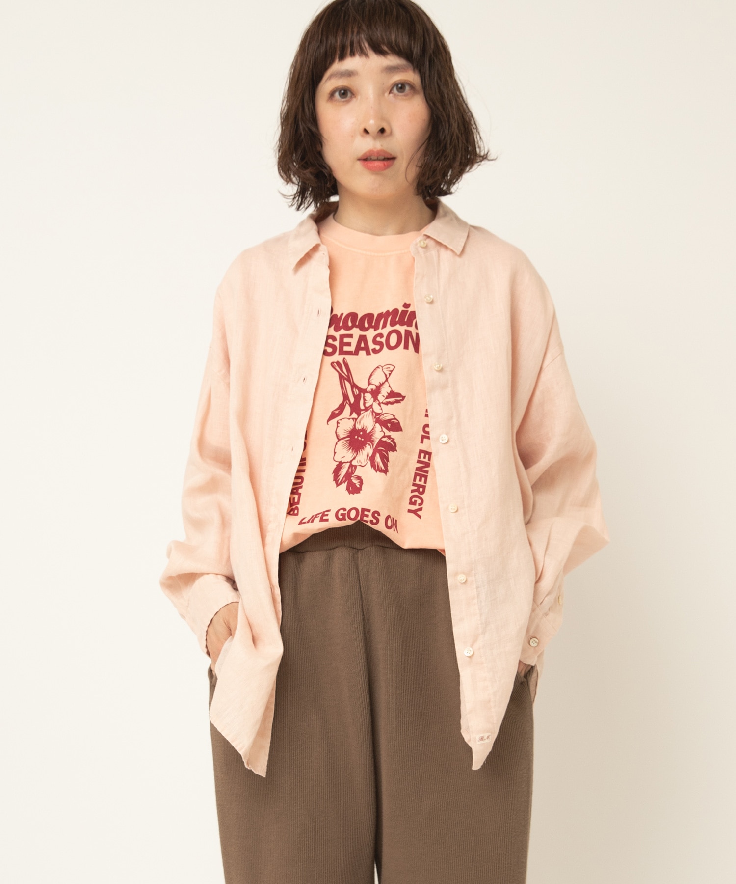 【8月上旬納期】B2911 ウォッシャブルリネンレギュラーシャツ