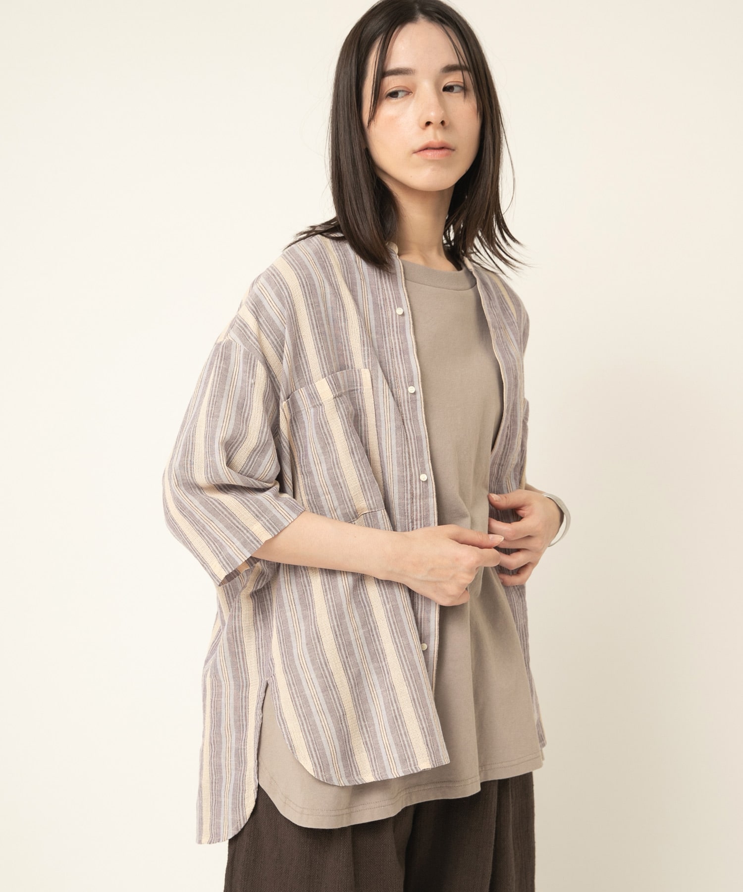 B2912 マルチストライプシャツ