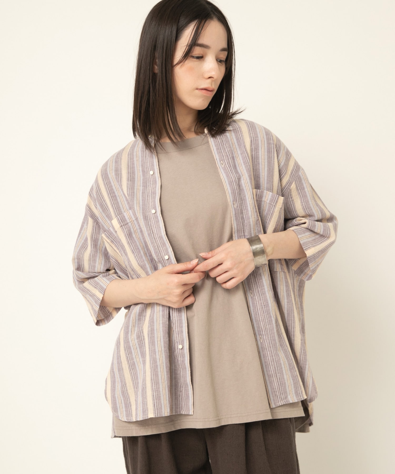 B2912 マルチストライプシャツ