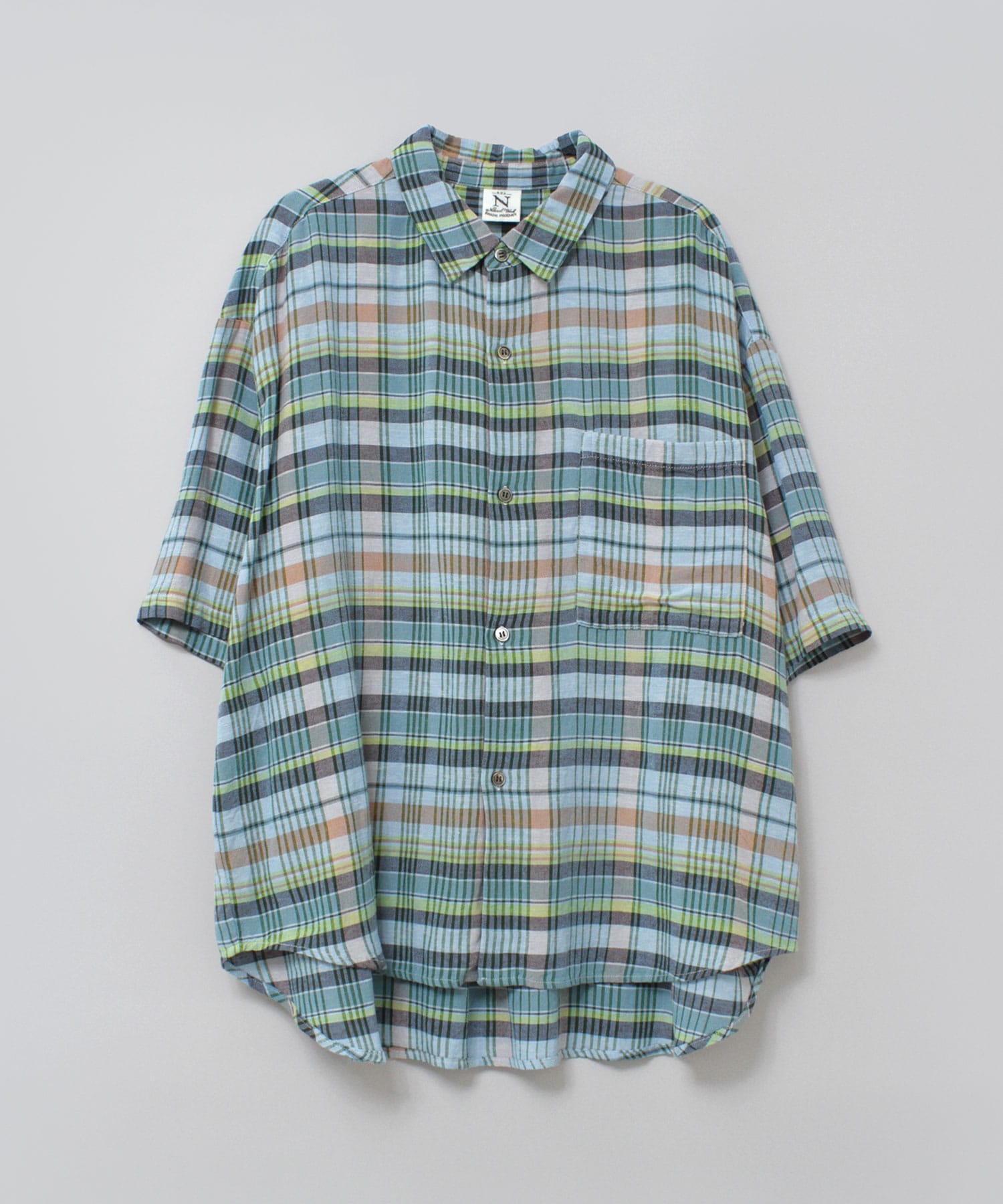 B2913 マドラスチェック半袖シャツ