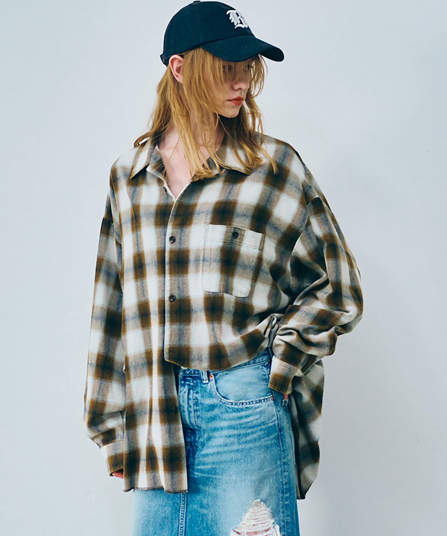 B2918 ヴィンテージオンブレーシャツ