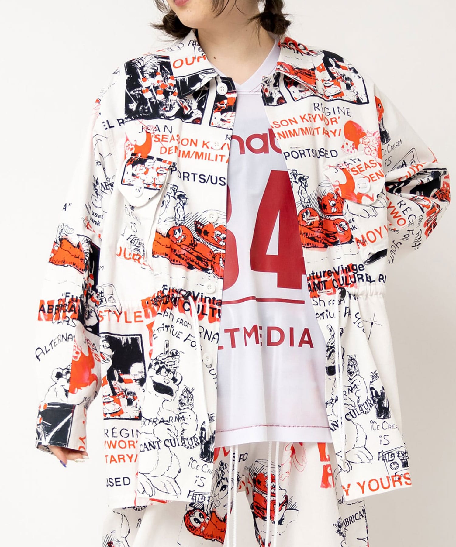 B2922 ENJOYプリントシャツジャケット