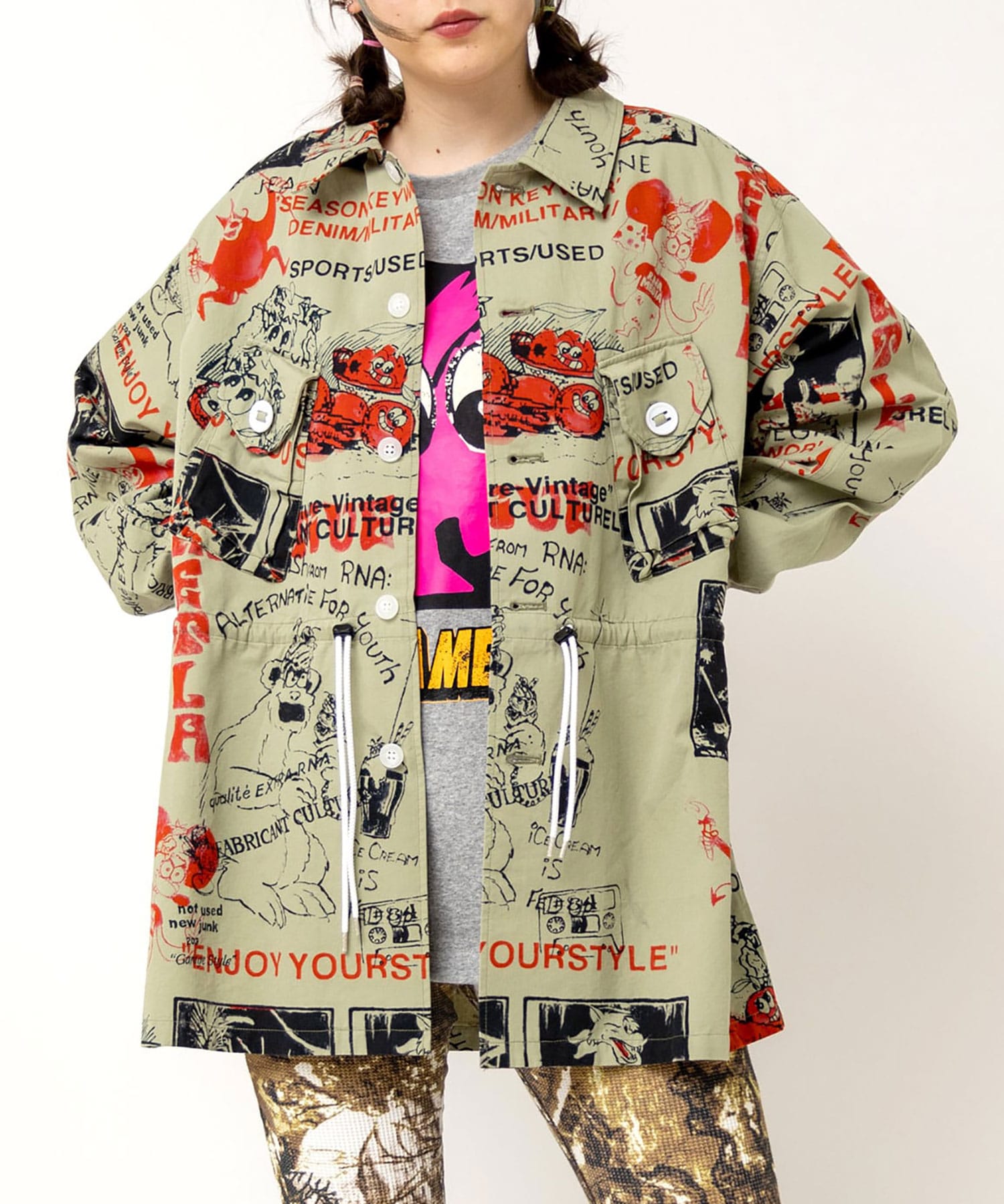 B2922 ENJOYプリントシャツジャケット