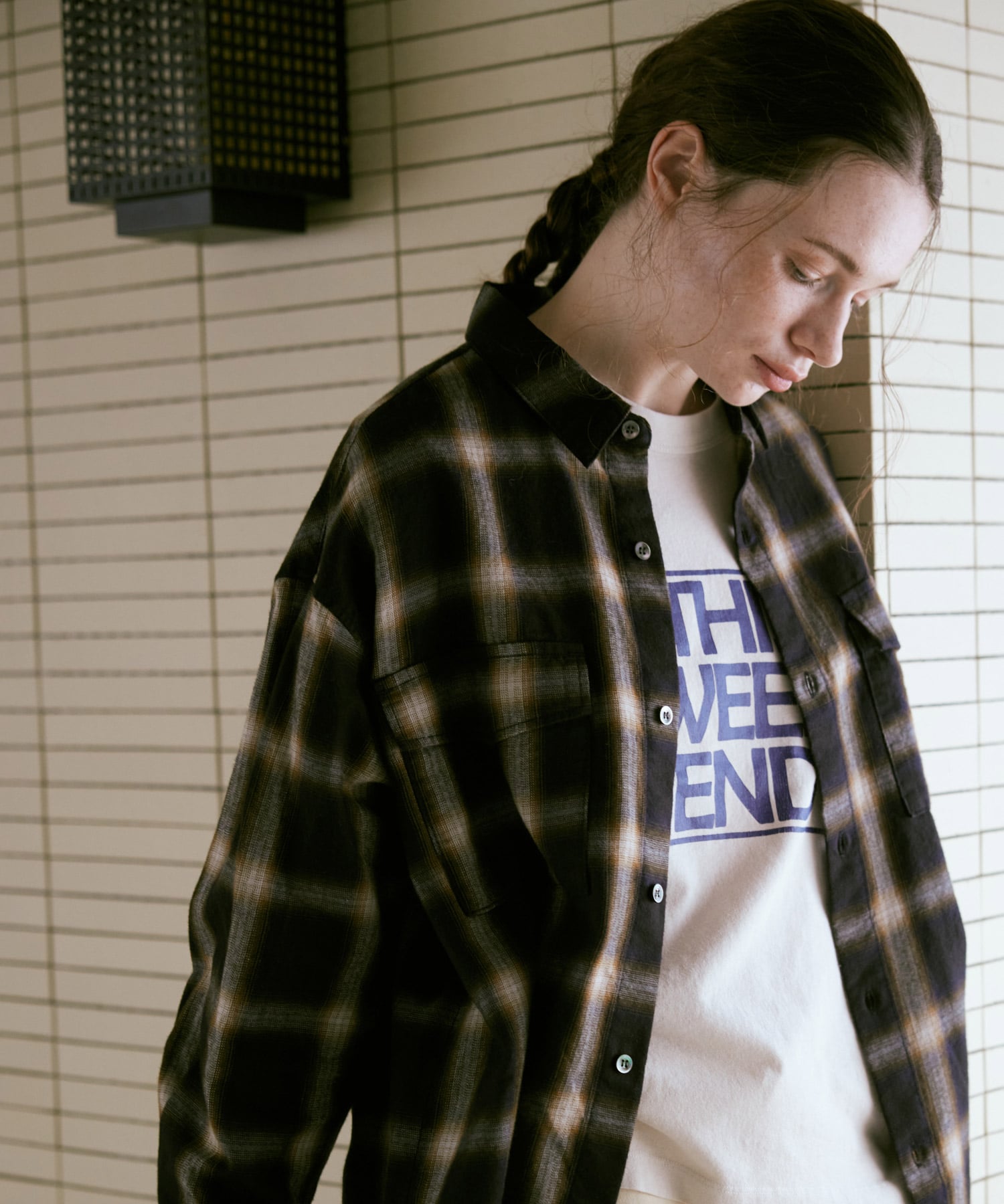 B2925 オンブレーチェックシャツ